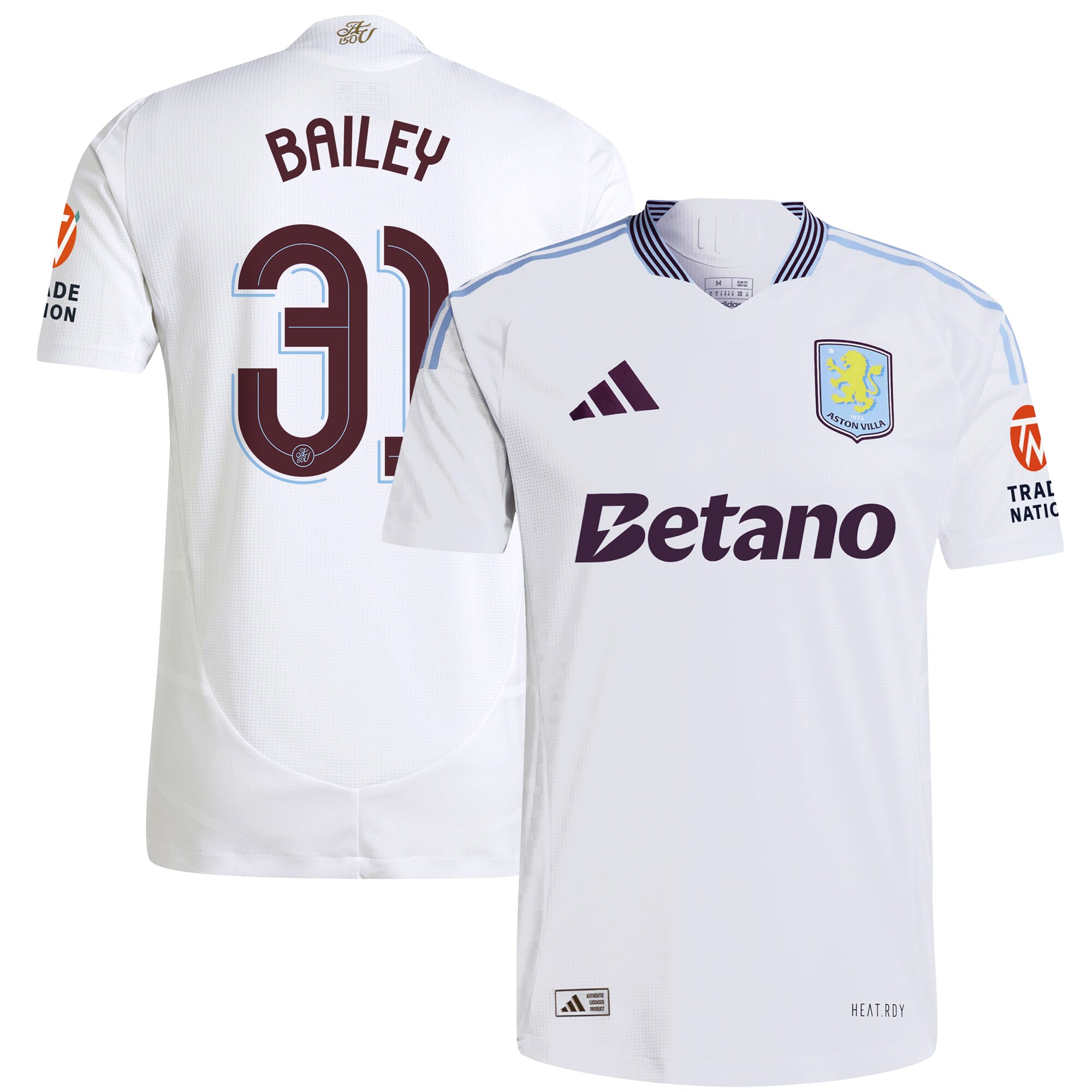 aston villa adidas away authentic shirt 2024-25 with bailey 31 cup printing Collection | Aston Villa Jerseys for True Fans
