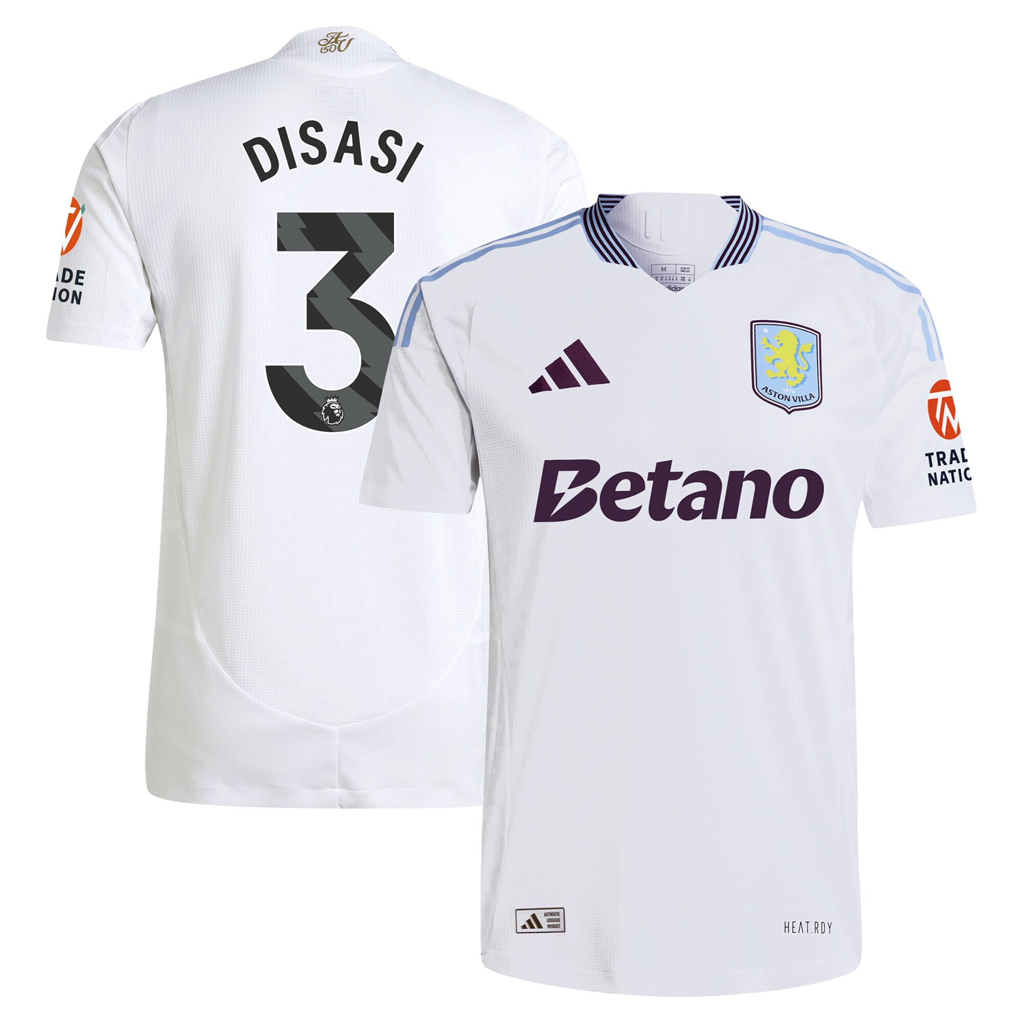 aston villa adidas away authentic shirt 2024-25 with disasi 3 printing Collection | Aston Villa Jerseys for True Fans