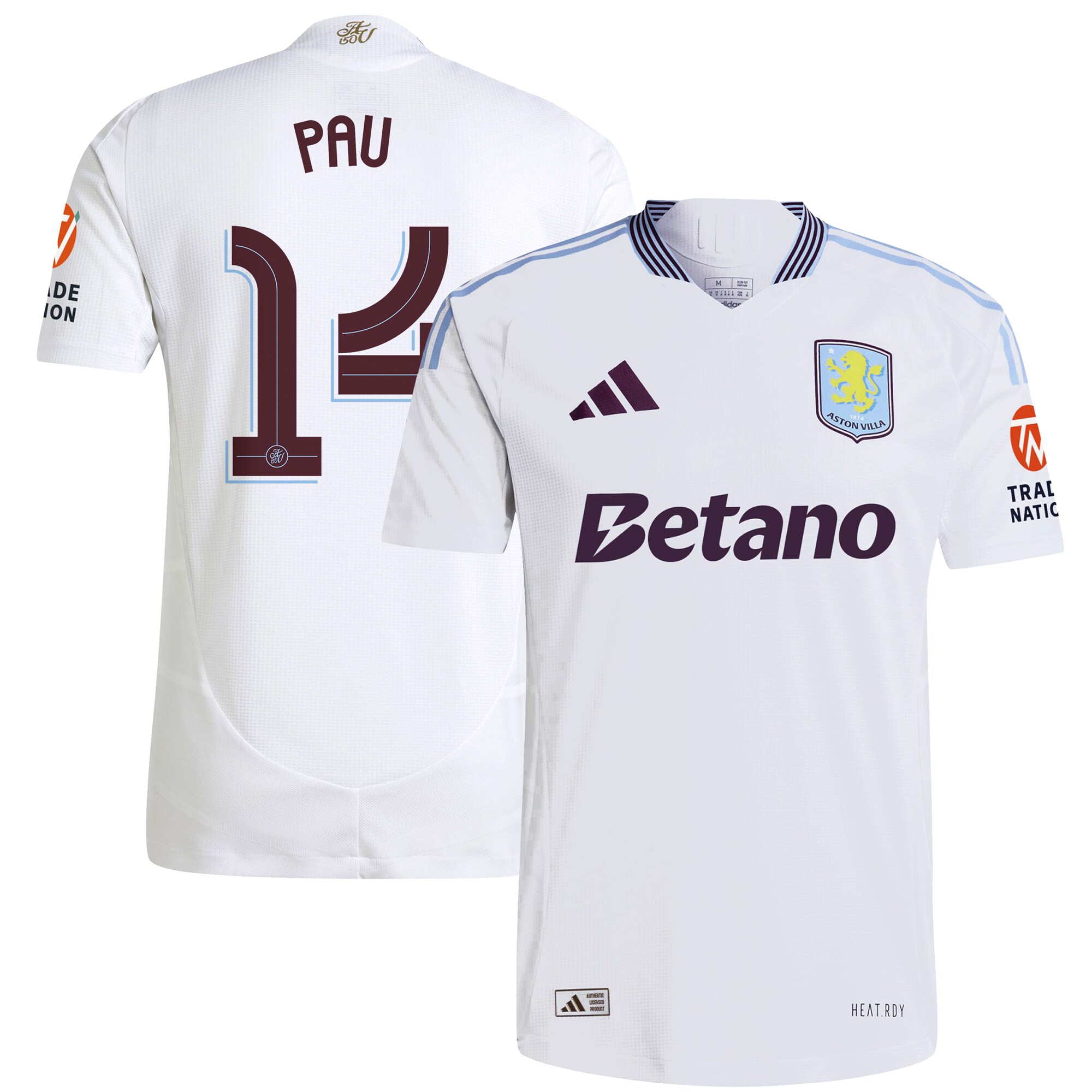 aston villa adidas away authentic shirt 2024-25 with pau 14 cup printing Collection | Aston Villa Jerseys for True Fans