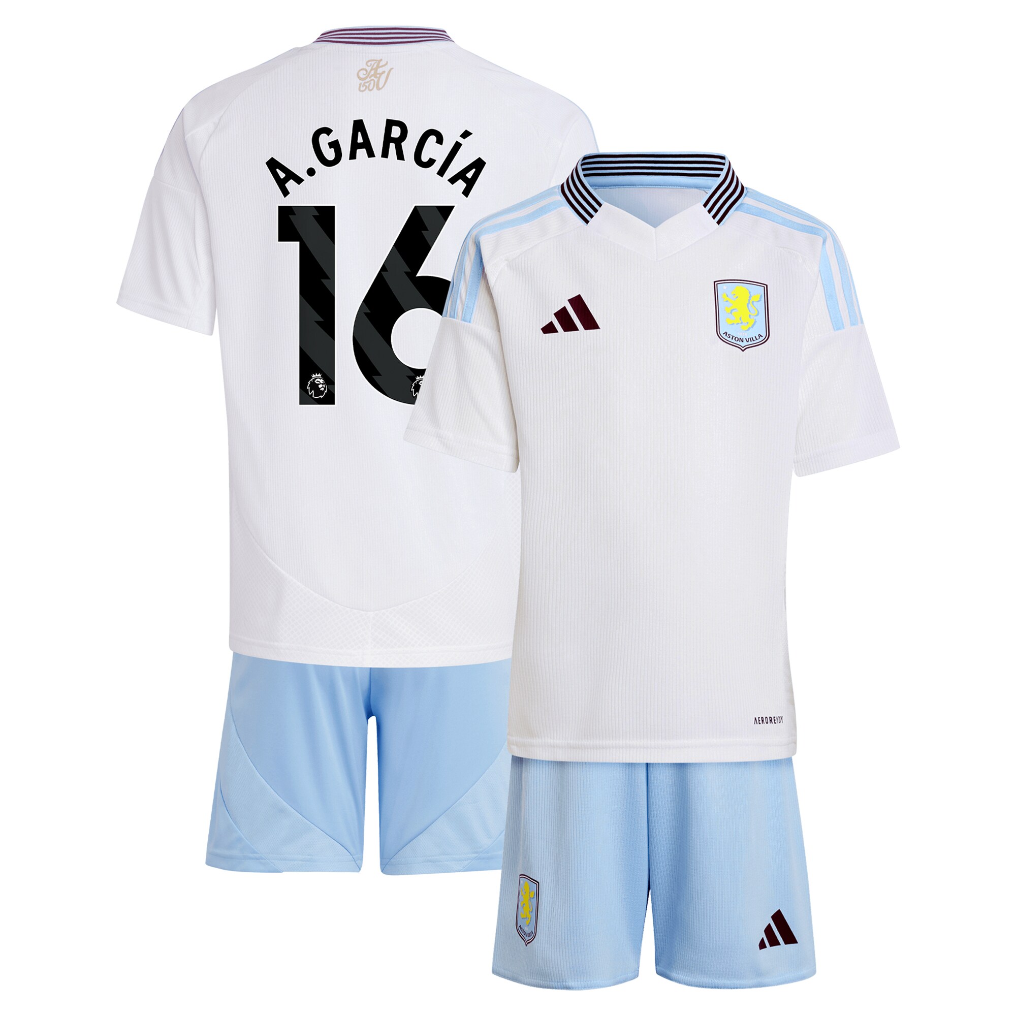 aston villa adidas away mini kit 2024-25 with a.garcía 16 printing Collection | Aston Villa Jerseys for True Fans