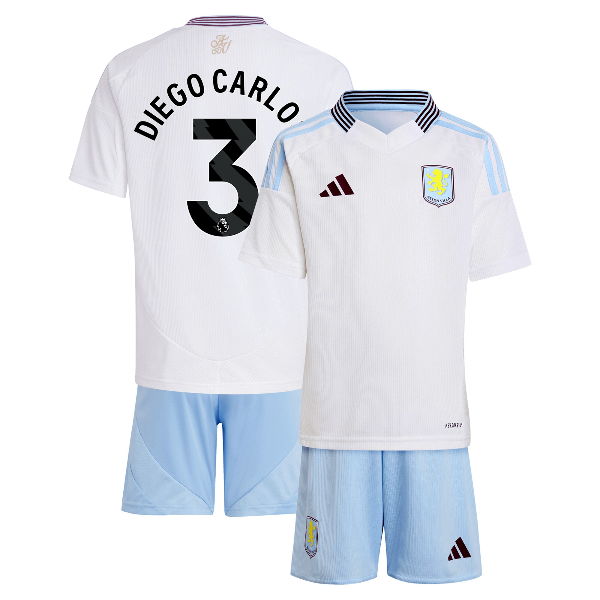 aston villa adidas away mini kit 2024-25 with diego carlos 3 printing Collection | Aston Villa Jerseys for True Fans