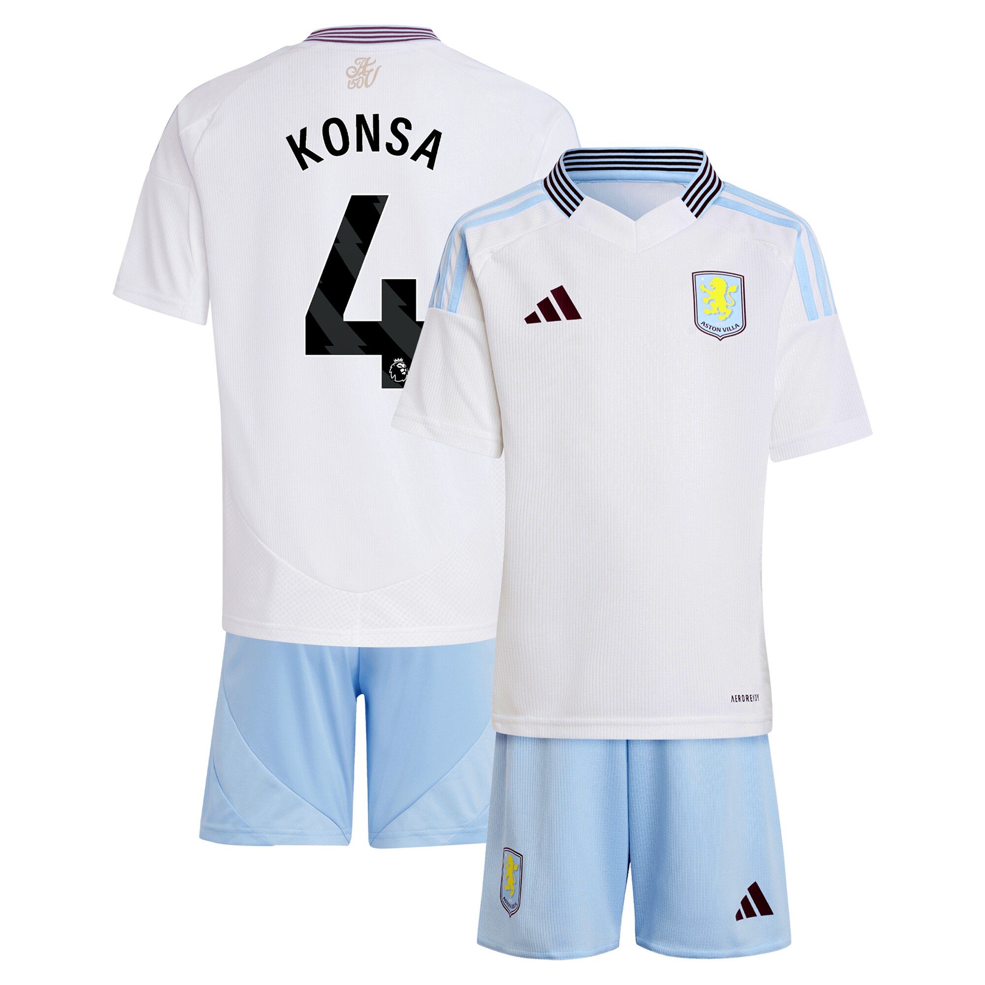 aston villa adidas away mini kit 2024-25 with konsa 4 printing Collection | Aston Villa Jerseys for True Fans