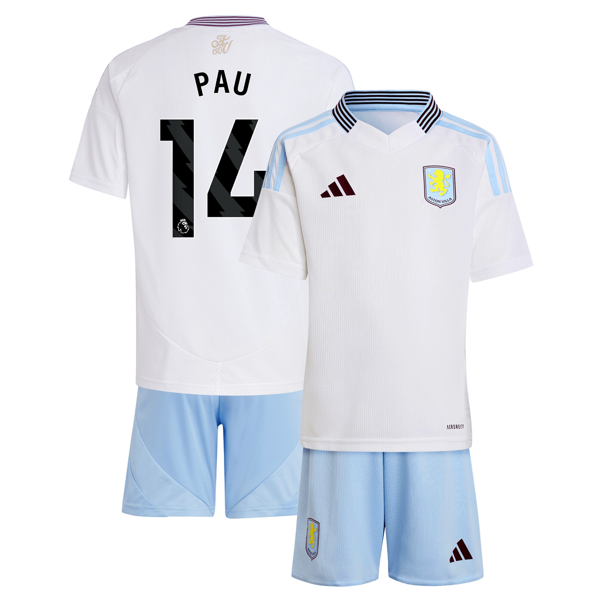 aston villa adidas away mini kit 2024-25 with pau 14 printing Collection | Aston Villa Jerseys for True Fans