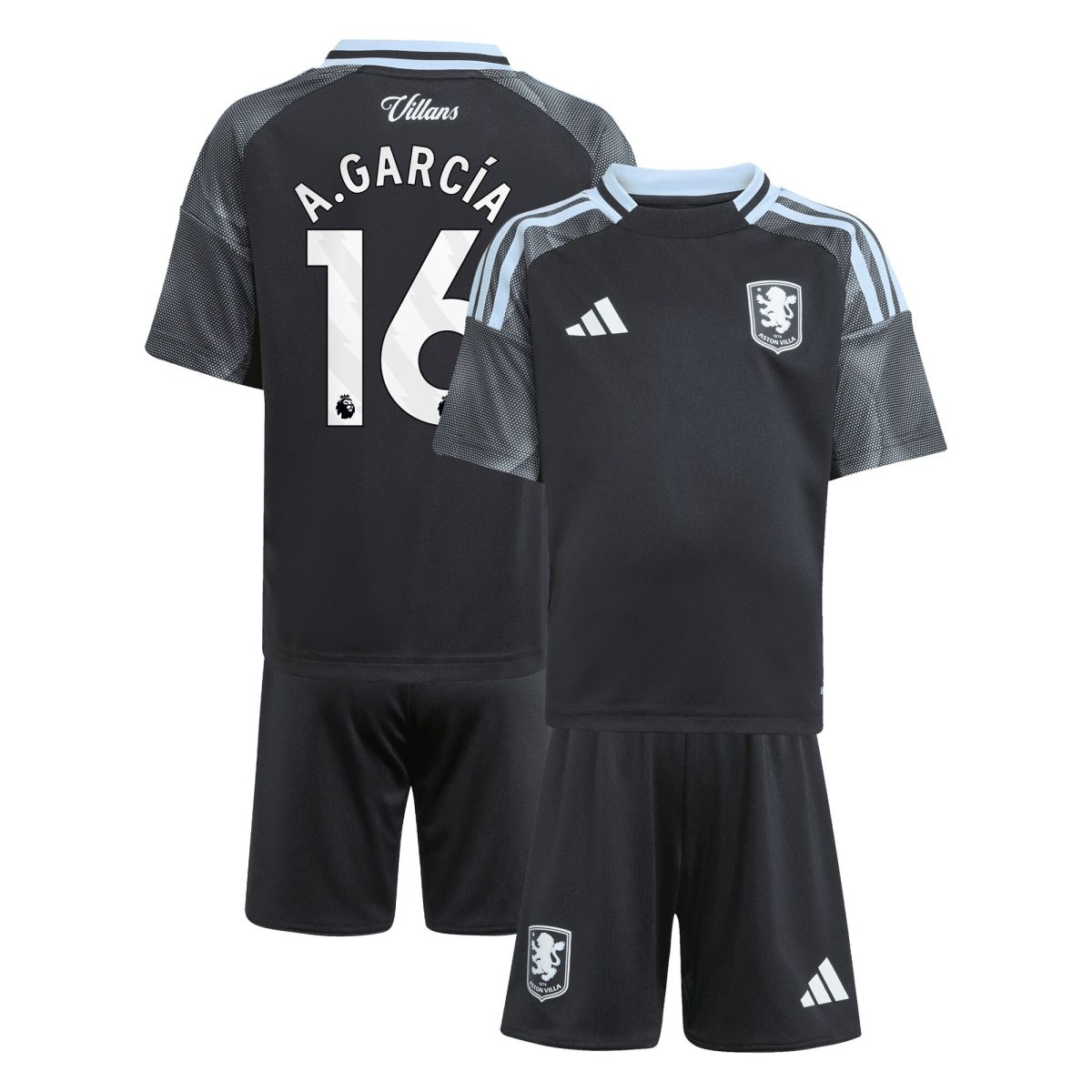 aston villa adidas away mini kit 2025-26 with a.garcía 16 printing Collection | Aston Villa Jerseys for True Fans