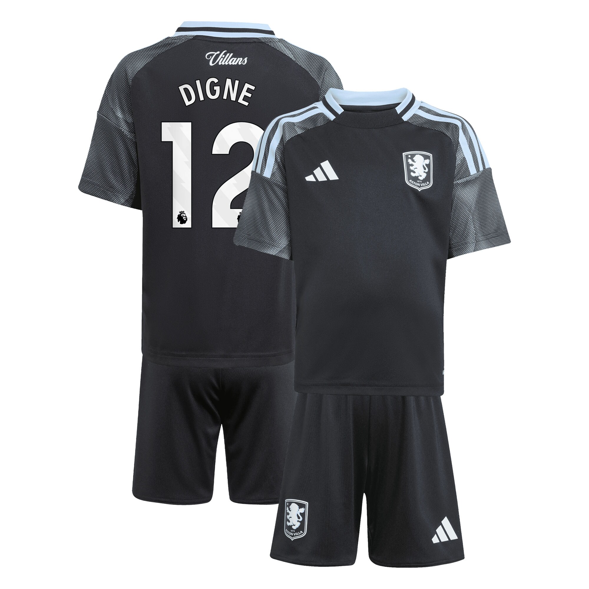 aston villa adidas away mini kit 2025-26 with digne 12 printing Collection | Aston Villa Jerseys for True Fans