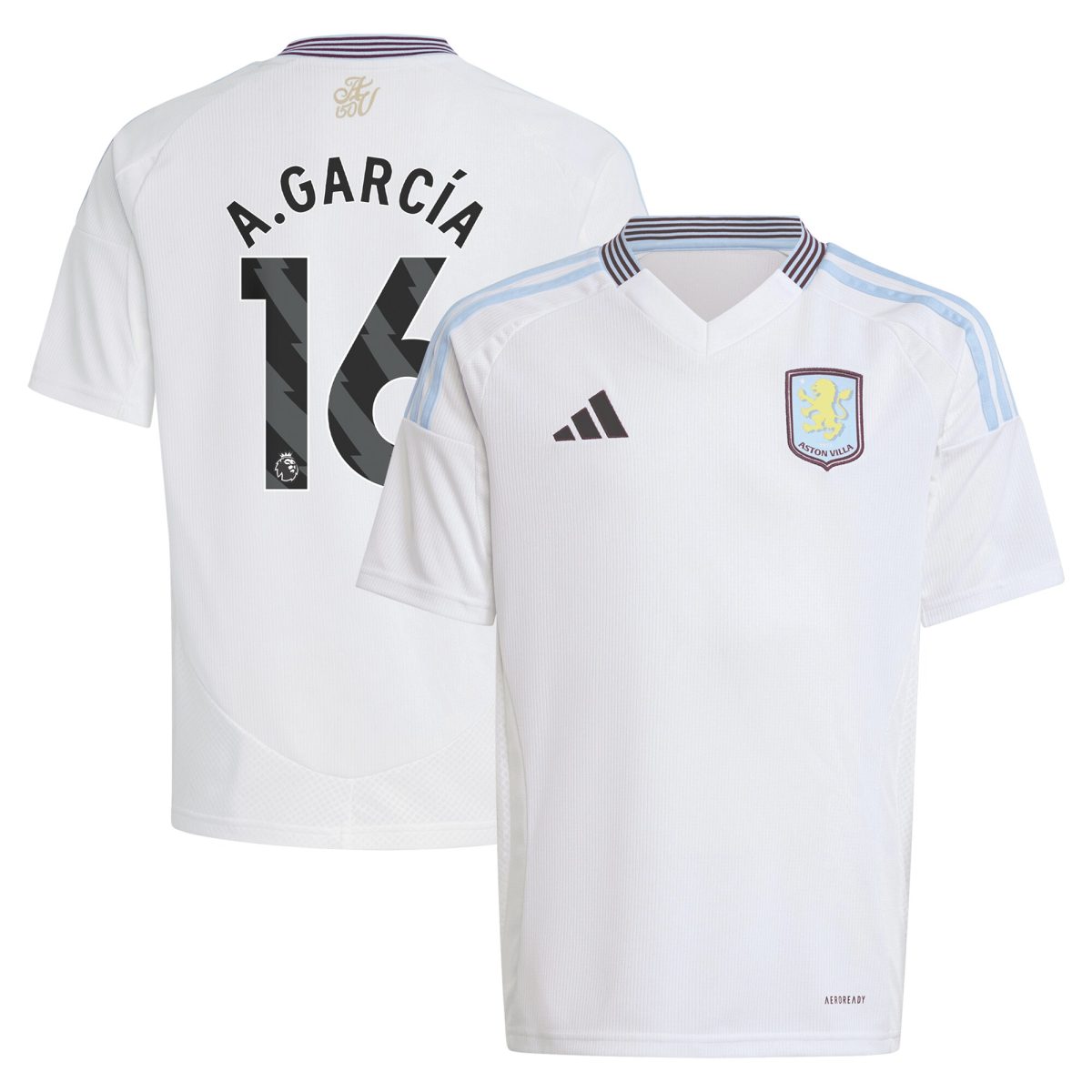 aston villa adidas away shirt 2024-25 – kids with a.garcía 16 printing Collection | Aston Villa Jerseys for True Fans