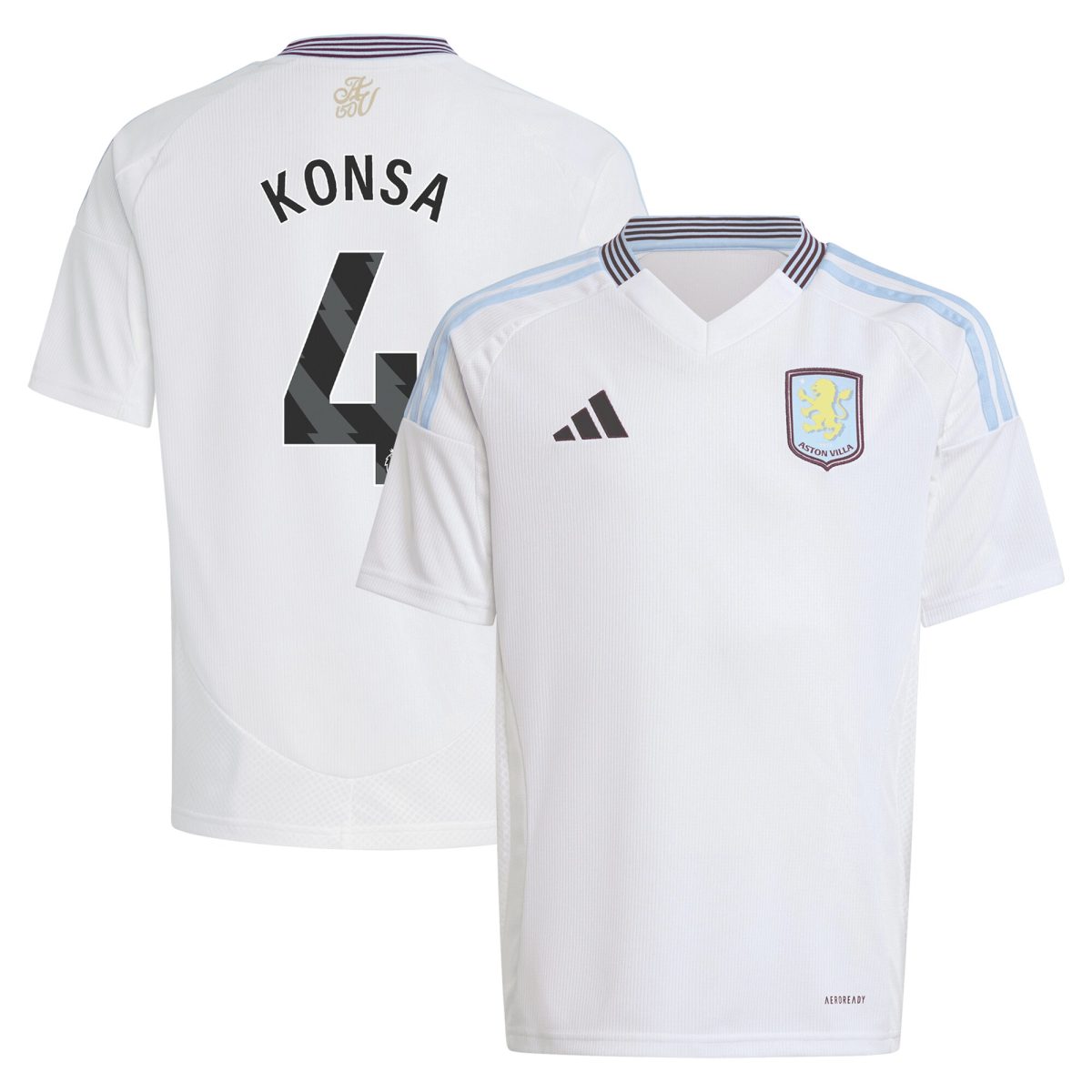 aston villa adidas away shirt 2024-25 – kids with konsa 4 printing Collection | Aston Villa Jerseys for True Fans