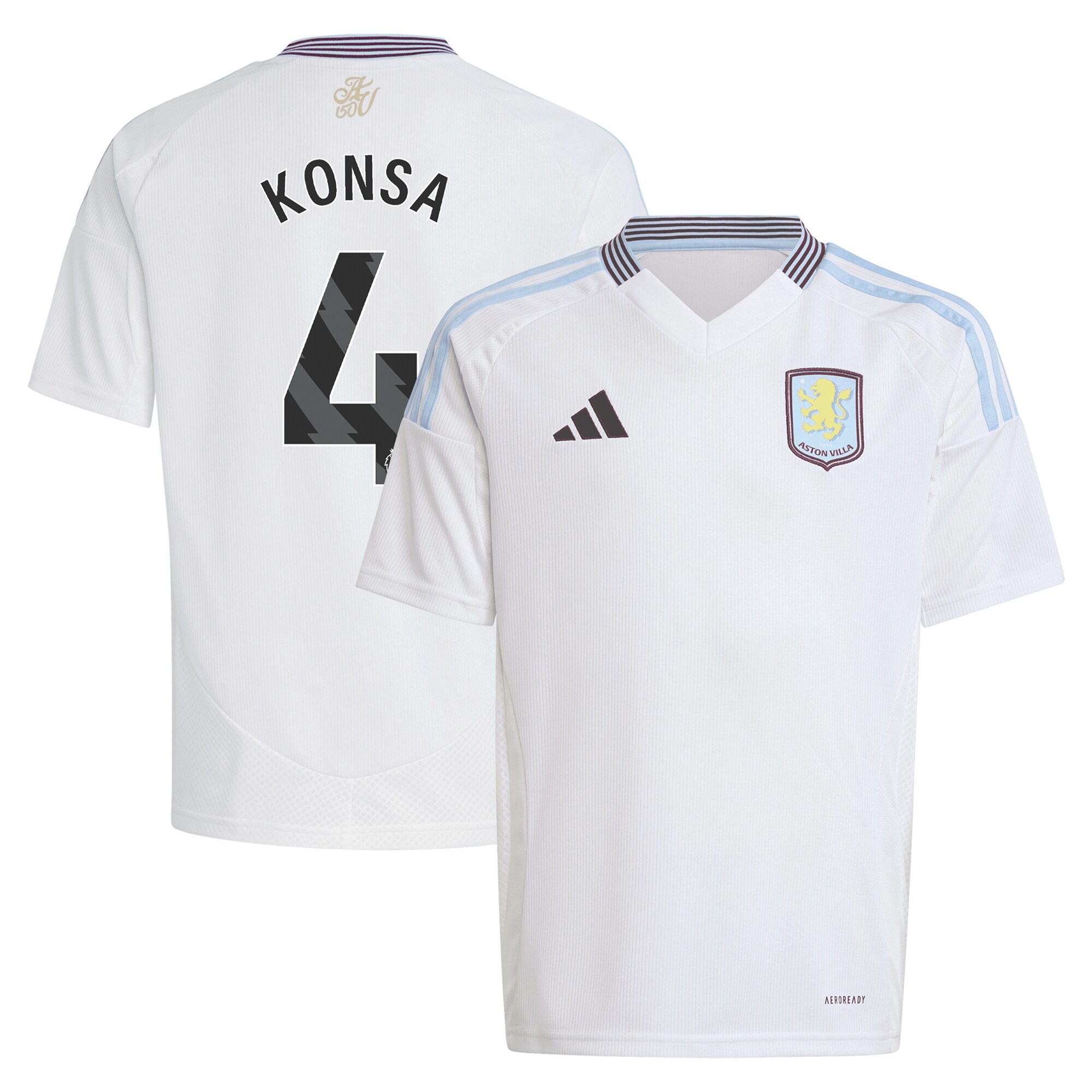 aston villa adidas away shirt 2024-25 – kids with konsa 4 printing Collection | Aston Villa Jerseys for True Fans