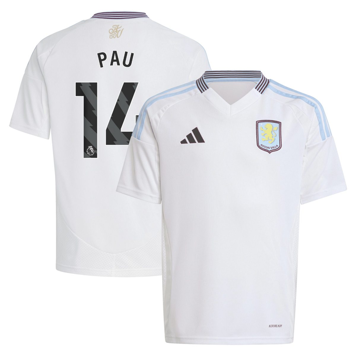aston villa adidas away shirt 2024-25 – kids with pau 14 printing Collection | Aston Villa Jerseys for True Fans