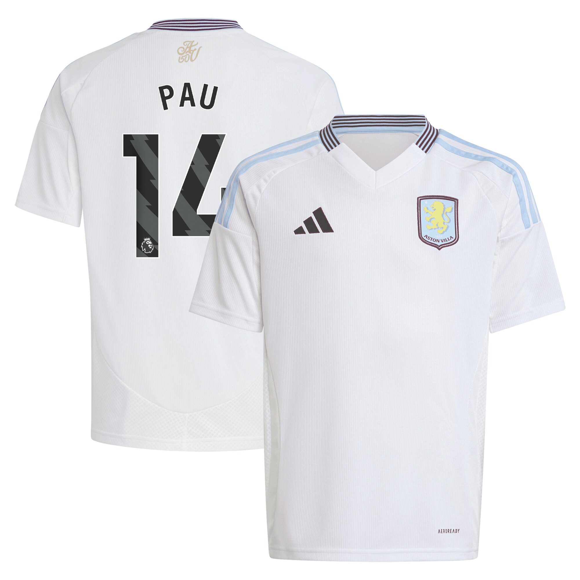 aston villa adidas away shirt 2024-25 – kids with pau 14 printing Collection | Aston Villa Jerseys for True Fans