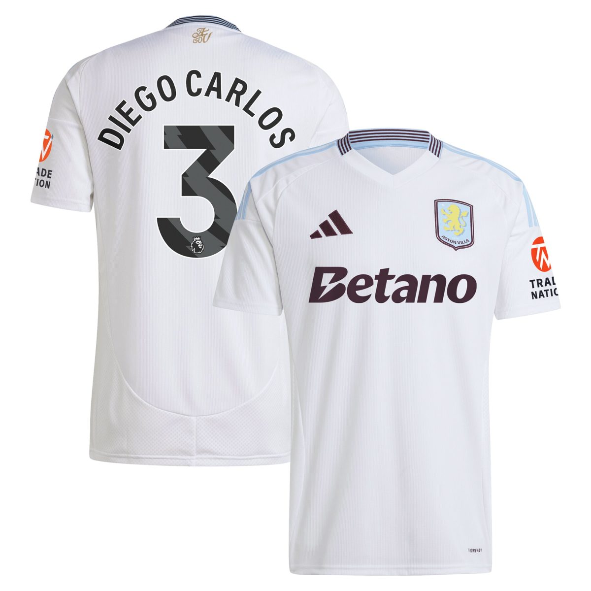 aston villa adidas away shirt 2024-25 with diego carlos 3 printing Collection | Aston Villa Jerseys for True Fans