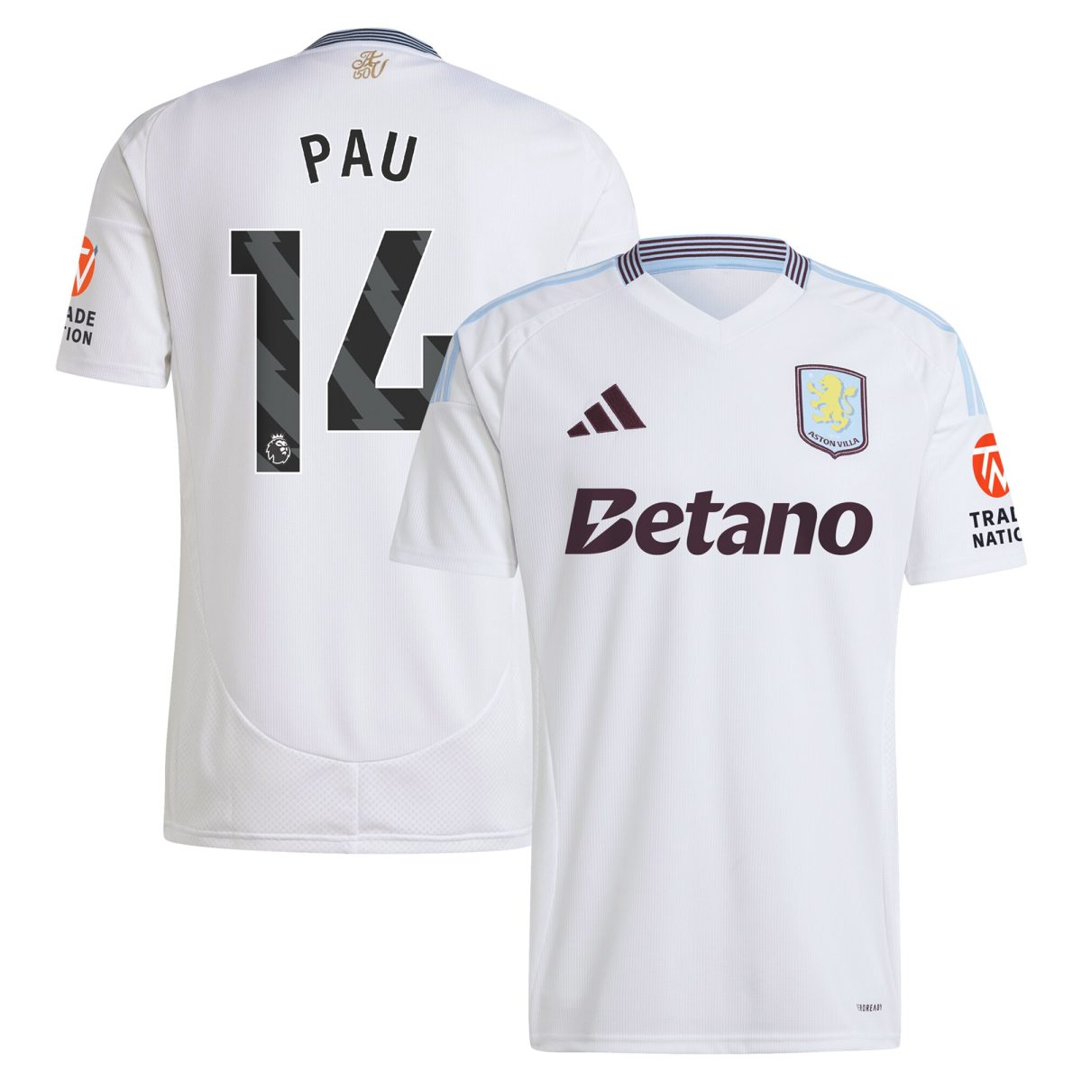 aston villa adidas away shirt 2024-25 with pau 14 printing Collection | Aston Villa Jerseys for True Fans