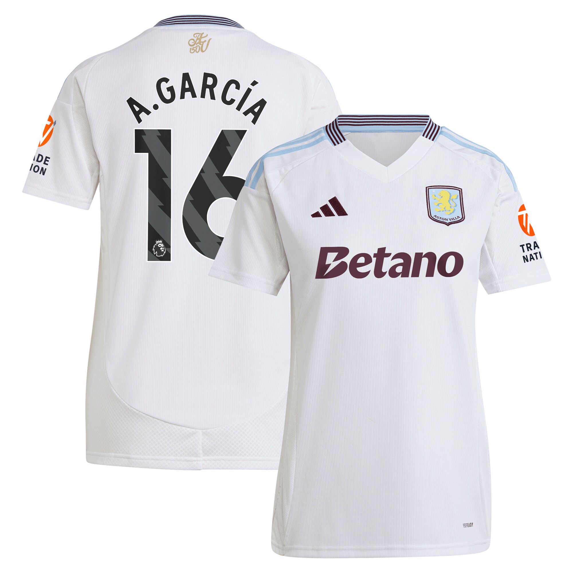 aston villa adidas away shirt 2024-25 – womens with a.garcía 16 printing Collection | Aston Villa Jerseys for True Fans