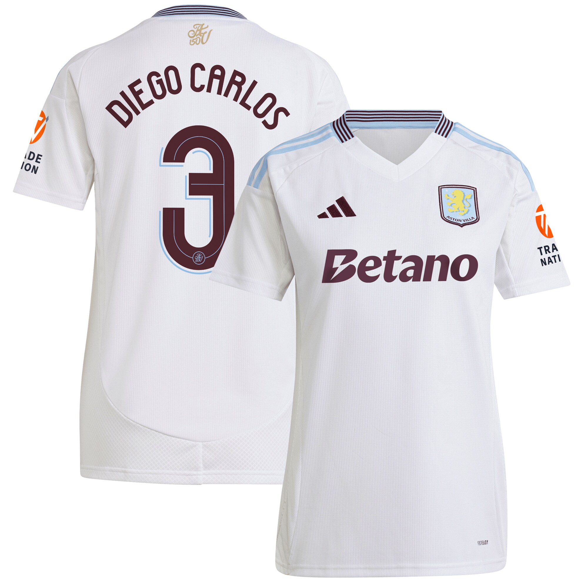 aston villa adidas away shirt 2024-25 – womens with diego carlos 3 cup printing Collection | Aston Villa Jerseys for True Fans