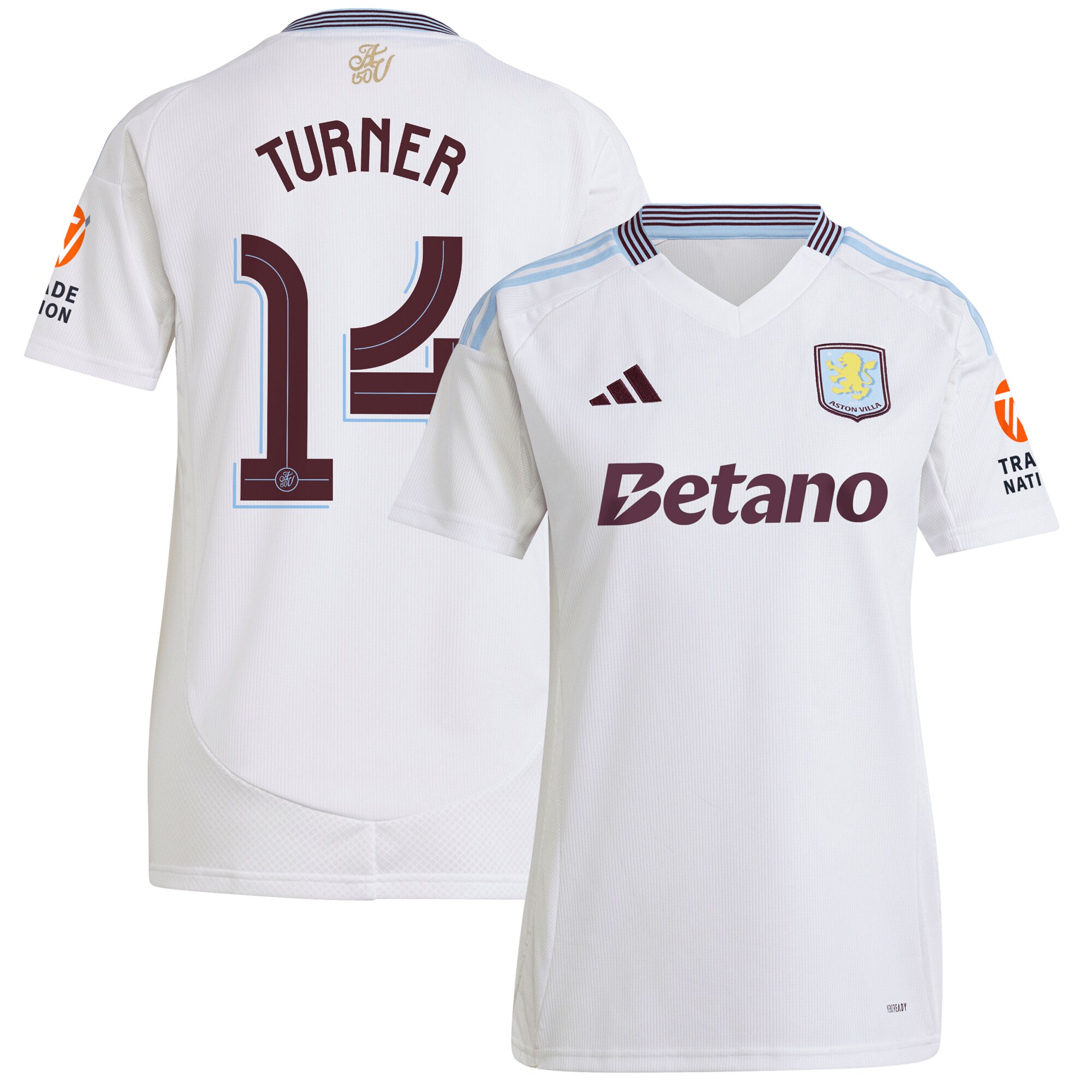 aston villa adidas away shirt 2024-25 – womens with turner 14 cup printing Collection | Aston Villa Jerseys for True Fans