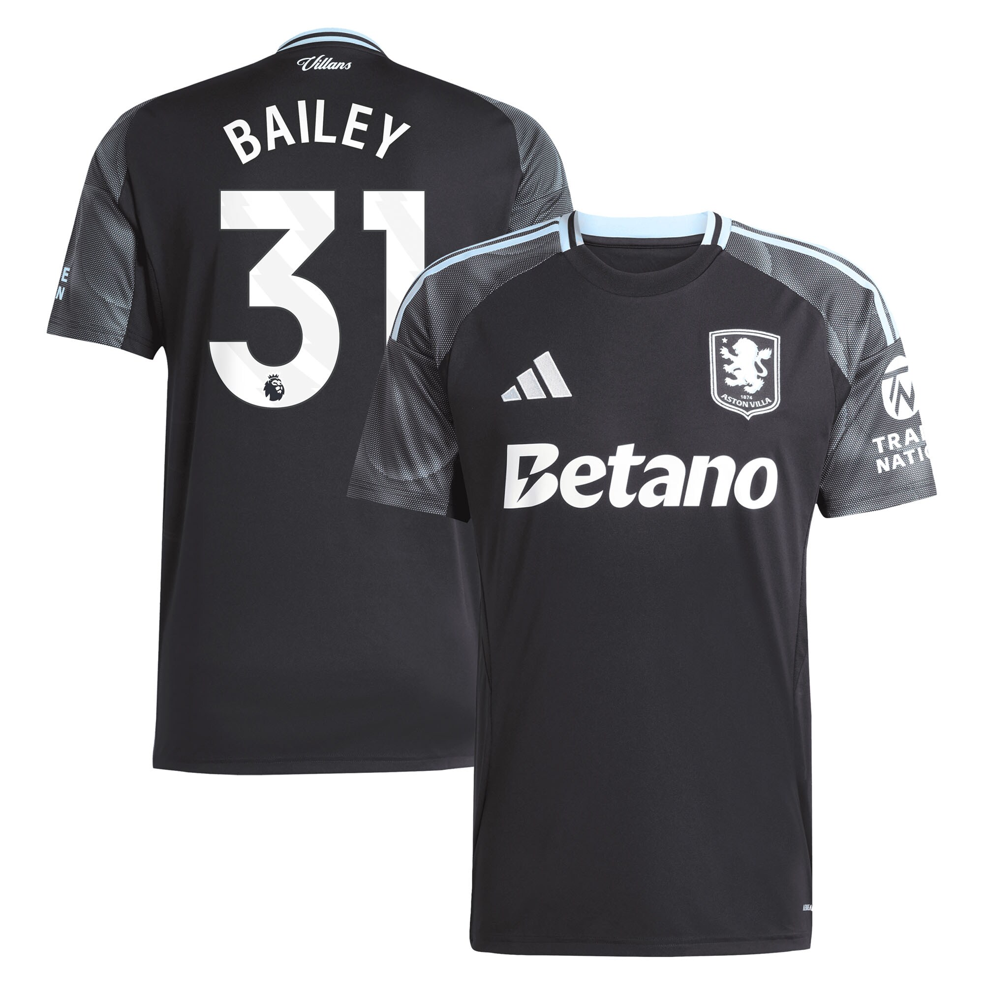 aston villa adidas away shirt 2025-26 with bailey 31 printing Collection | Aston Villa Jerseys for True Fans