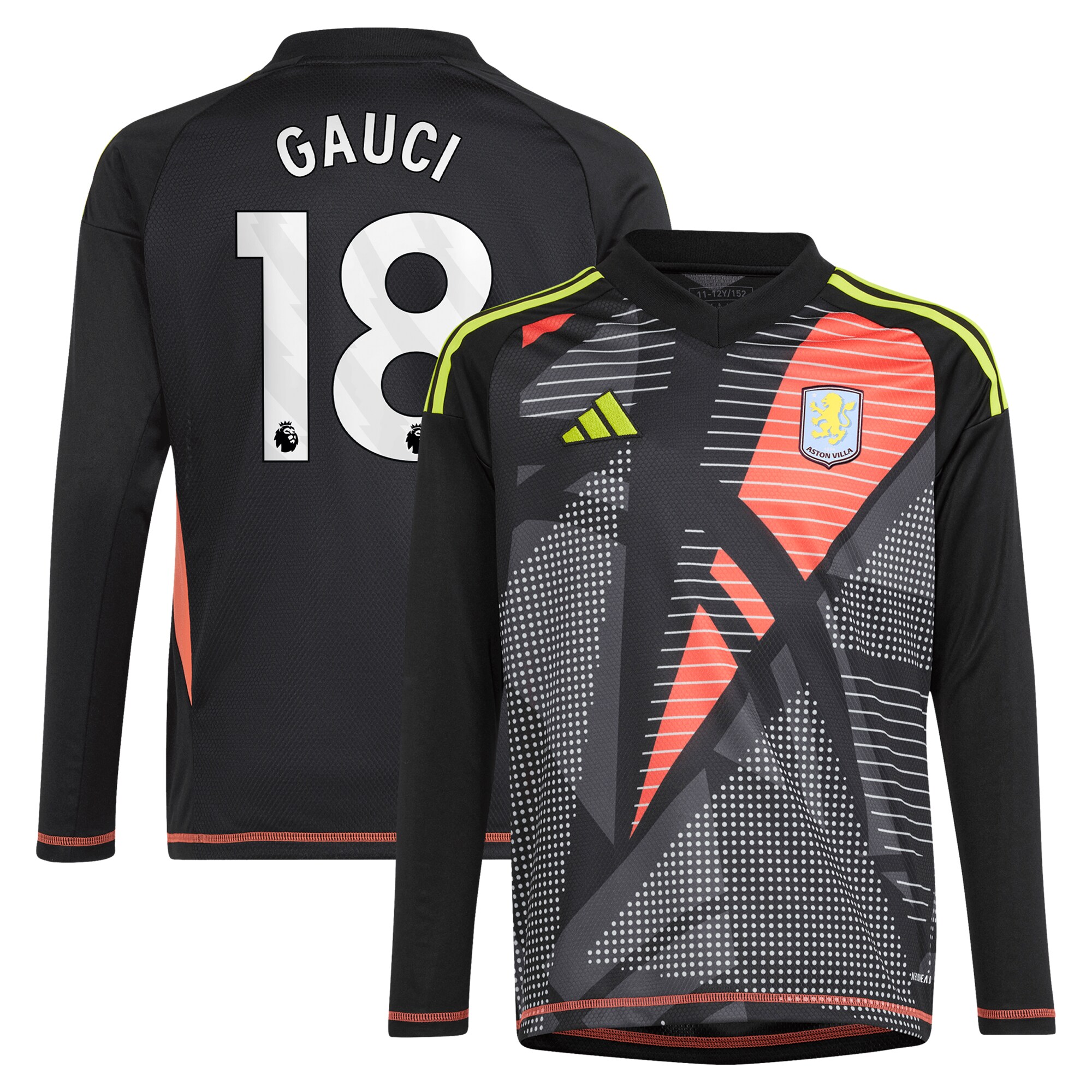 aston villa adidas goalkeeper shirt 2024-25 – long sleeve – kids with gauci 18 printing – 202029323 Collection | Aston Villa Jerseys for True Fans