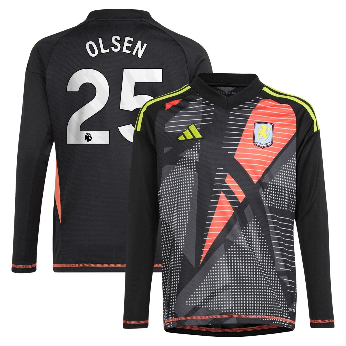aston villa adidas goalkeeper shirt 2024-25 – long sleeve – kids with olsen 25 printing – 202029322 Collection | Aston Villa Jerseys for True Fans