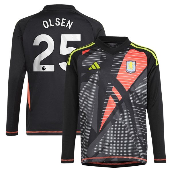aston villa adidas goalkeeper shirt 2024-25 – long sleeve – kids with olsen 25 printing – 202029322 Collection | Aston Villa Jerseys for True Fans