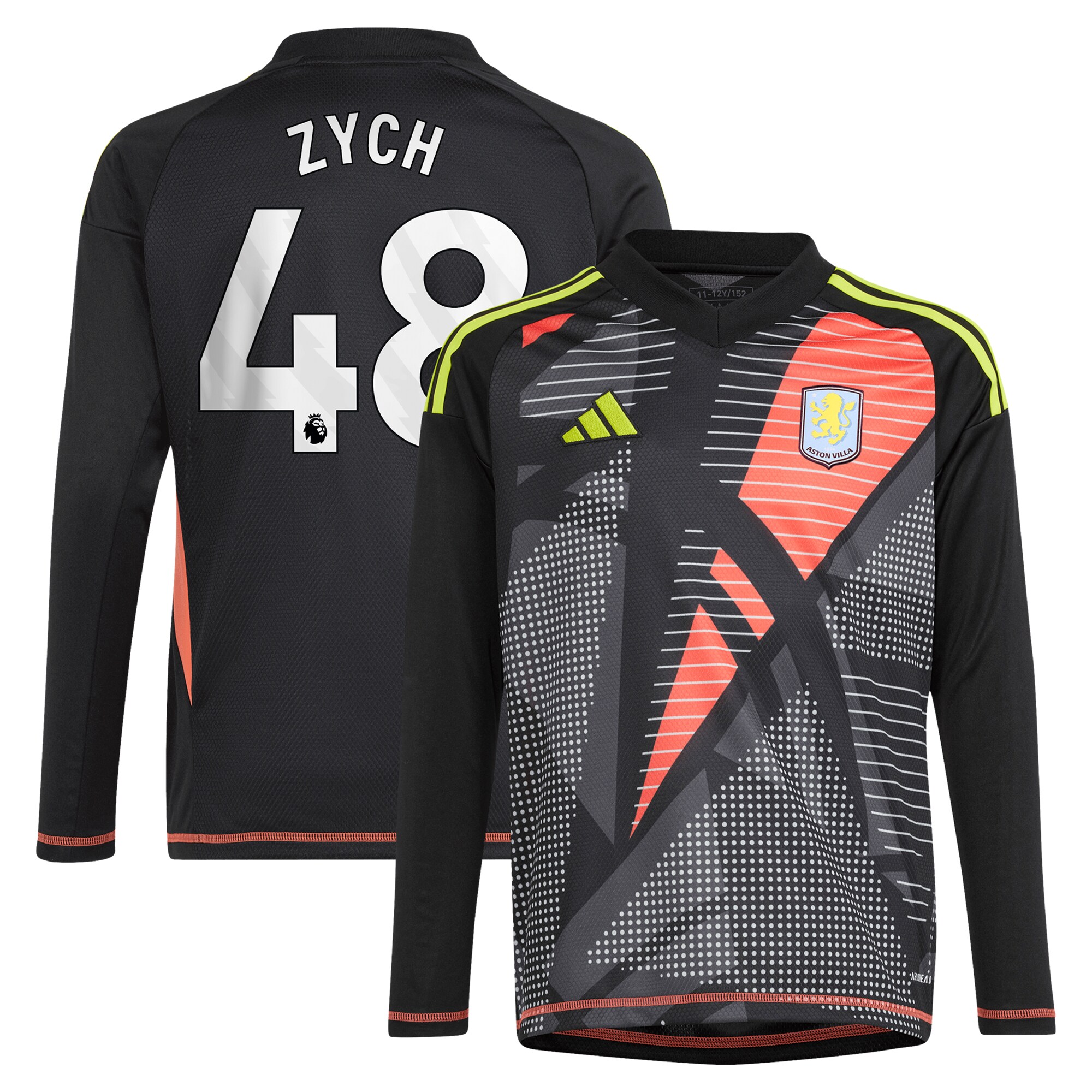 aston villa adidas goalkeeper shirt 2024-25 – long sleeve – kids with zych 48 printing – 202153091 Collection | Aston Villa Jerseys for True Fans