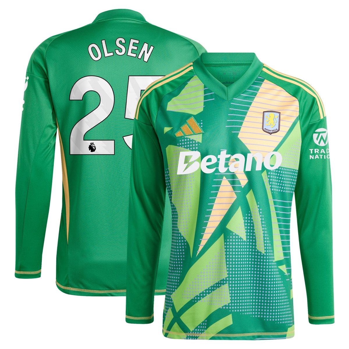 aston villa adidas goalkeeper shirt 2024-25 – long sleeve with olsen 25 printing Collection | Aston Villa Jerseys for True Fans