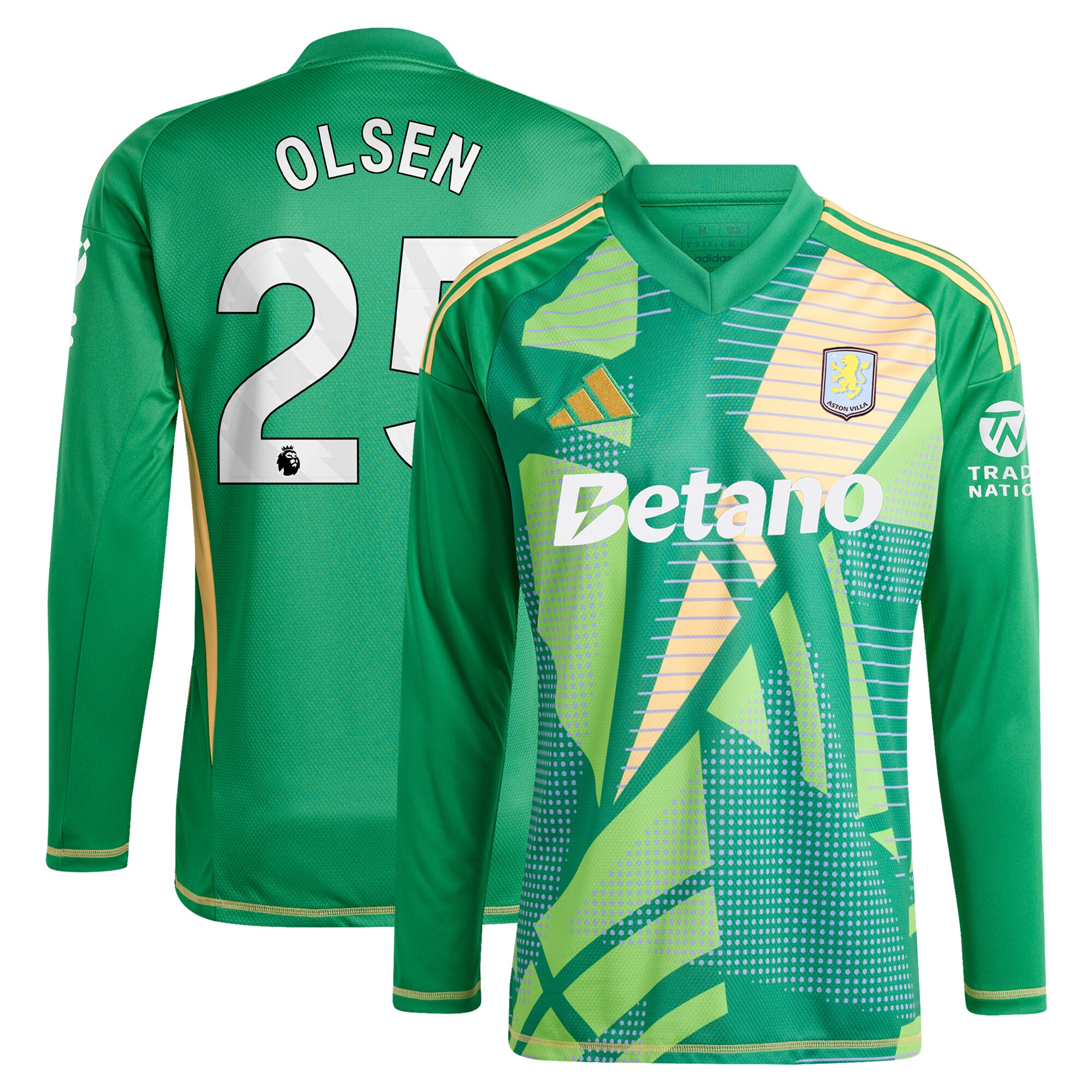 aston villa adidas goalkeeper shirt 2024-25 – long sleeve with olsen 25 printing Collection | Aston Villa Jerseys for True Fans
