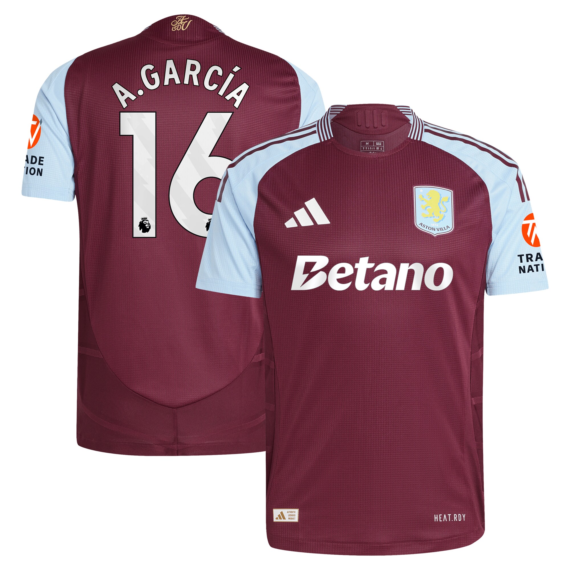 aston villa adidas home authentic shirt 2024-25 with a.garcía 16 printing Collection | Aston Villa Jerseys for True Fans