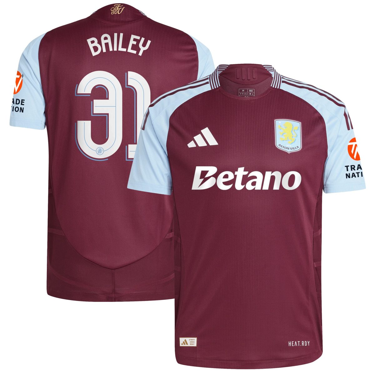 aston villa adidas home authentic shirt 2024-25 with bailey 31 cup printing Collection | Aston Villa Jerseys for True Fans