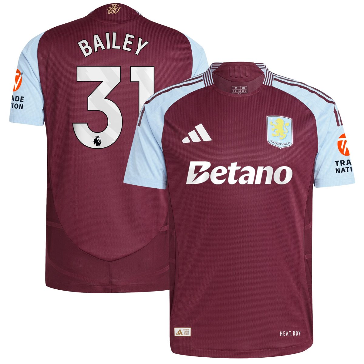 aston villa adidas home authentic shirt 2024-25 with bailey 31 printing Collection | Aston Villa Jerseys for True Fans