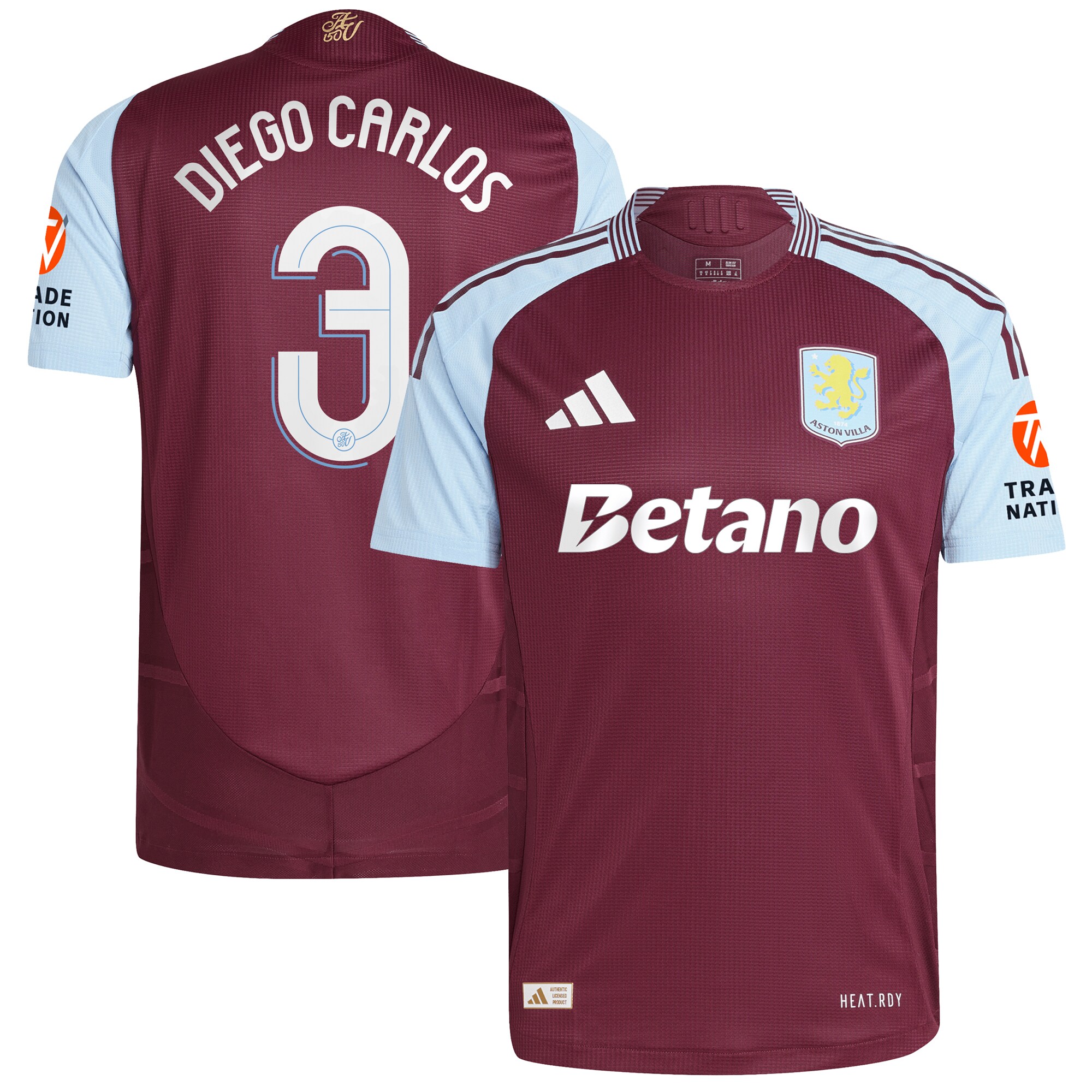 aston villa adidas home authentic shirt 2024-25 with diego carlos 3 cup printing Collection | Aston Villa Jerseys for True Fans