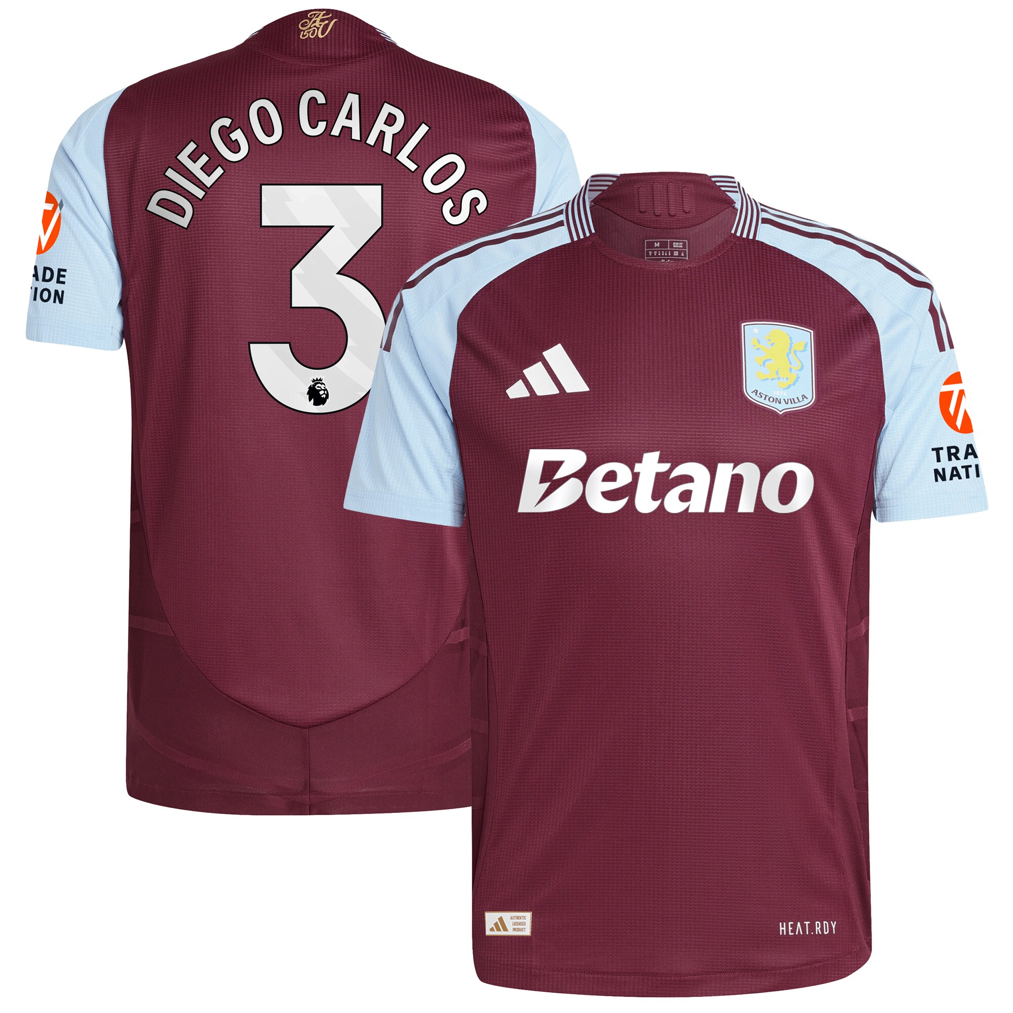 aston villa adidas home authentic shirt 2024-25 with diego carlos 3 printing Collection | Aston Villa Jerseys for True Fans