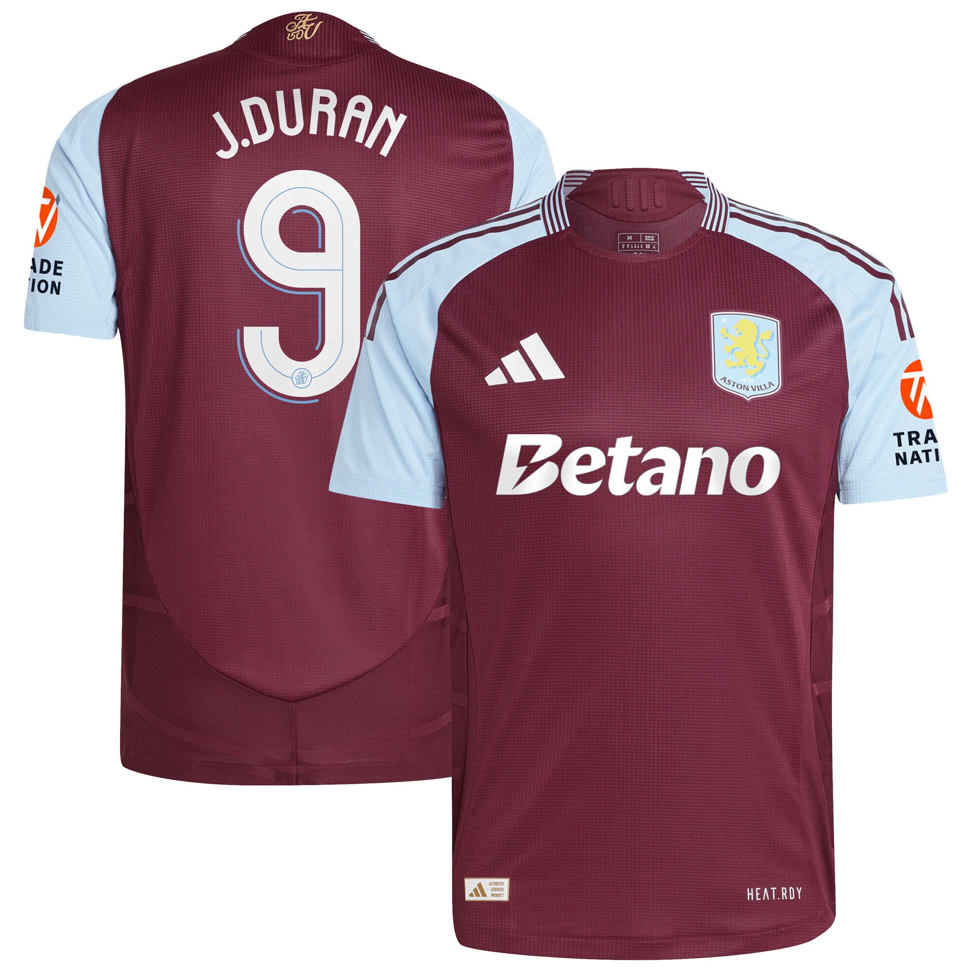 aston villa adidas home authentic shirt 2024-25 with j.duran 9 cup printing Collection | Aston Villa Jerseys for True Fans