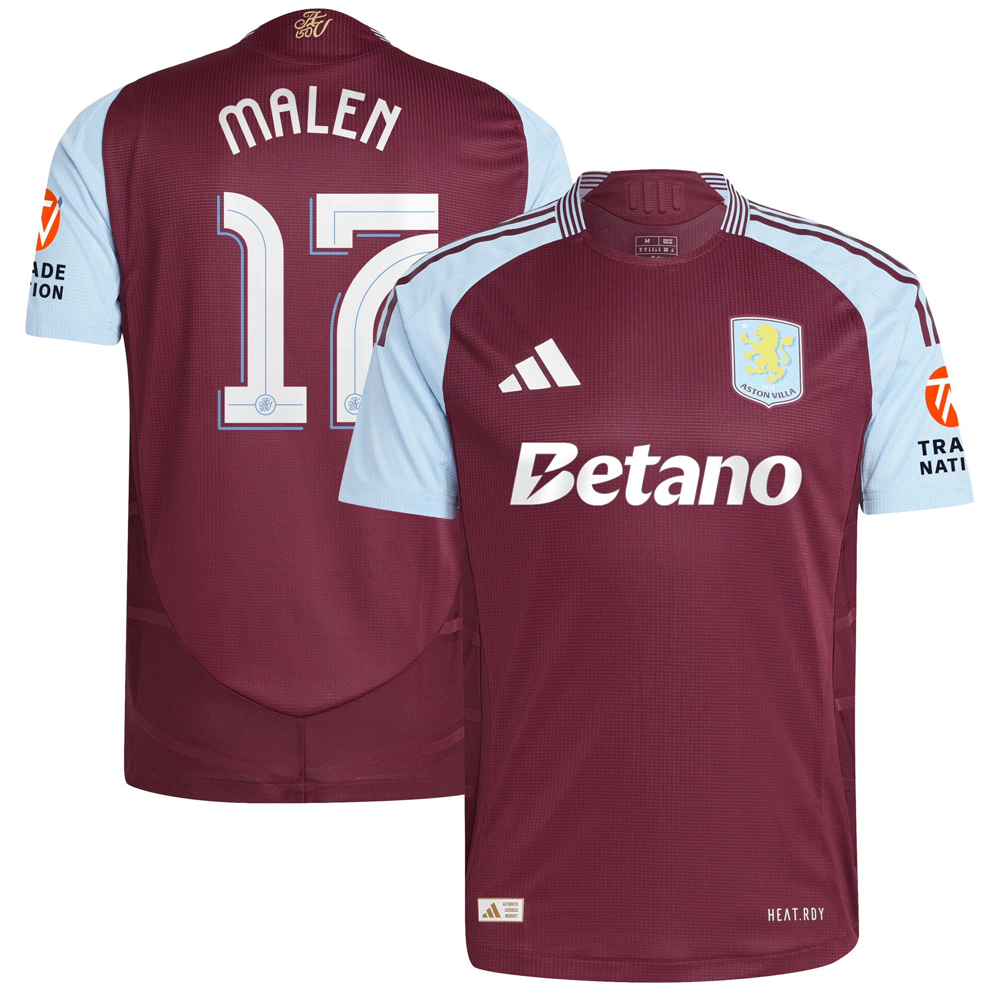 aston villa adidas home authentic shirt 2024-25 with malen 17 cup printing Collection | Aston Villa Jerseys for True Fans