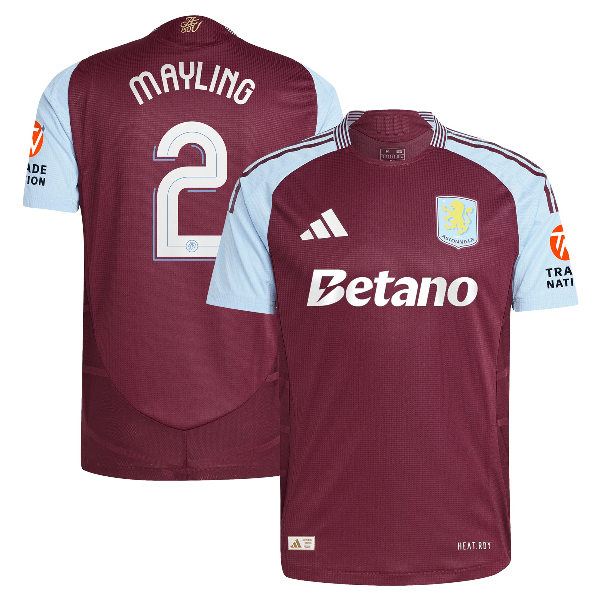 aston villa adidas home authentic shirt 2024-25 with mayling 2 cup printing Collection | Aston Villa Jerseys for True Fans