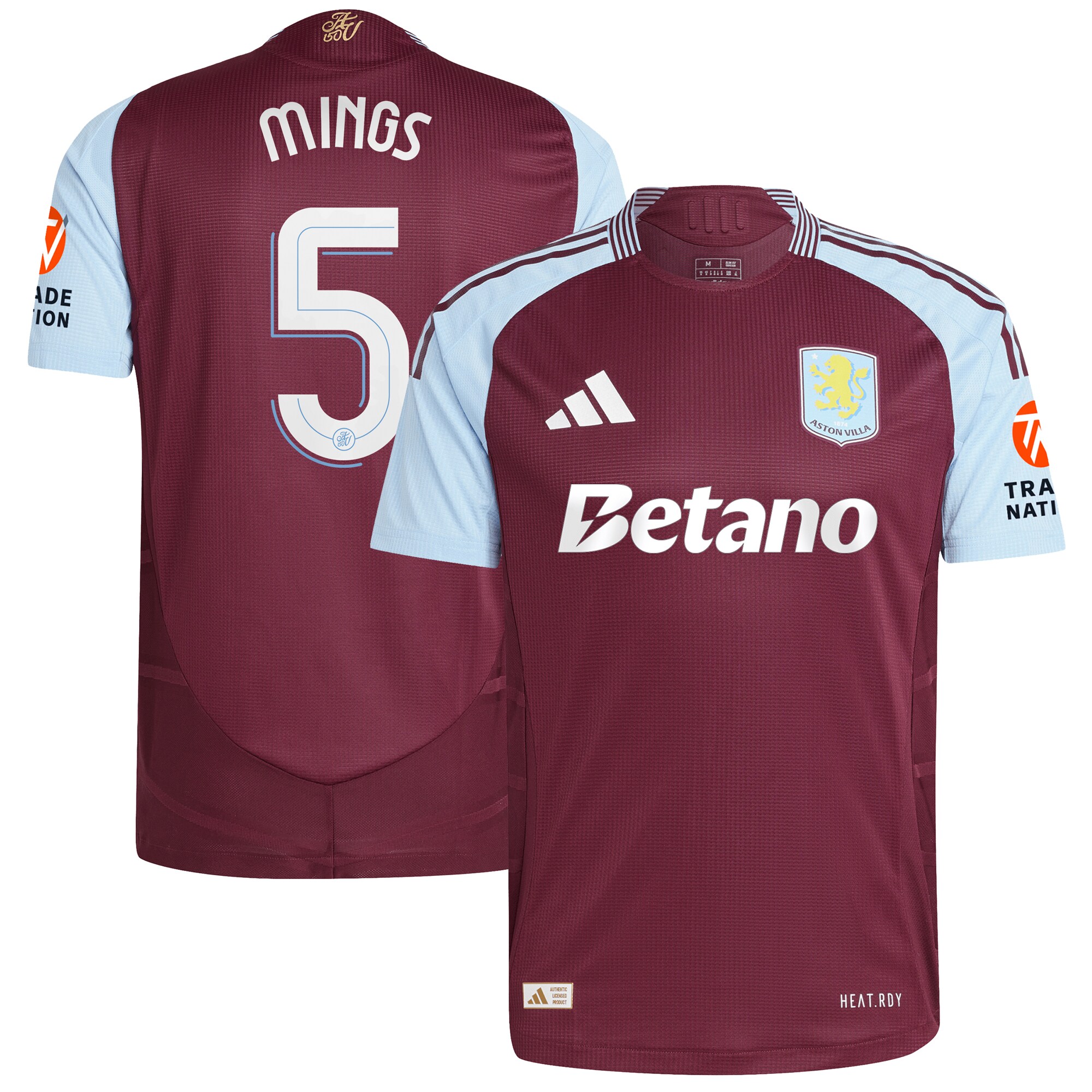 aston villa adidas home authentic shirt 2024-25 with mings 5 cup printing Collection | Aston Villa Jerseys for True Fans