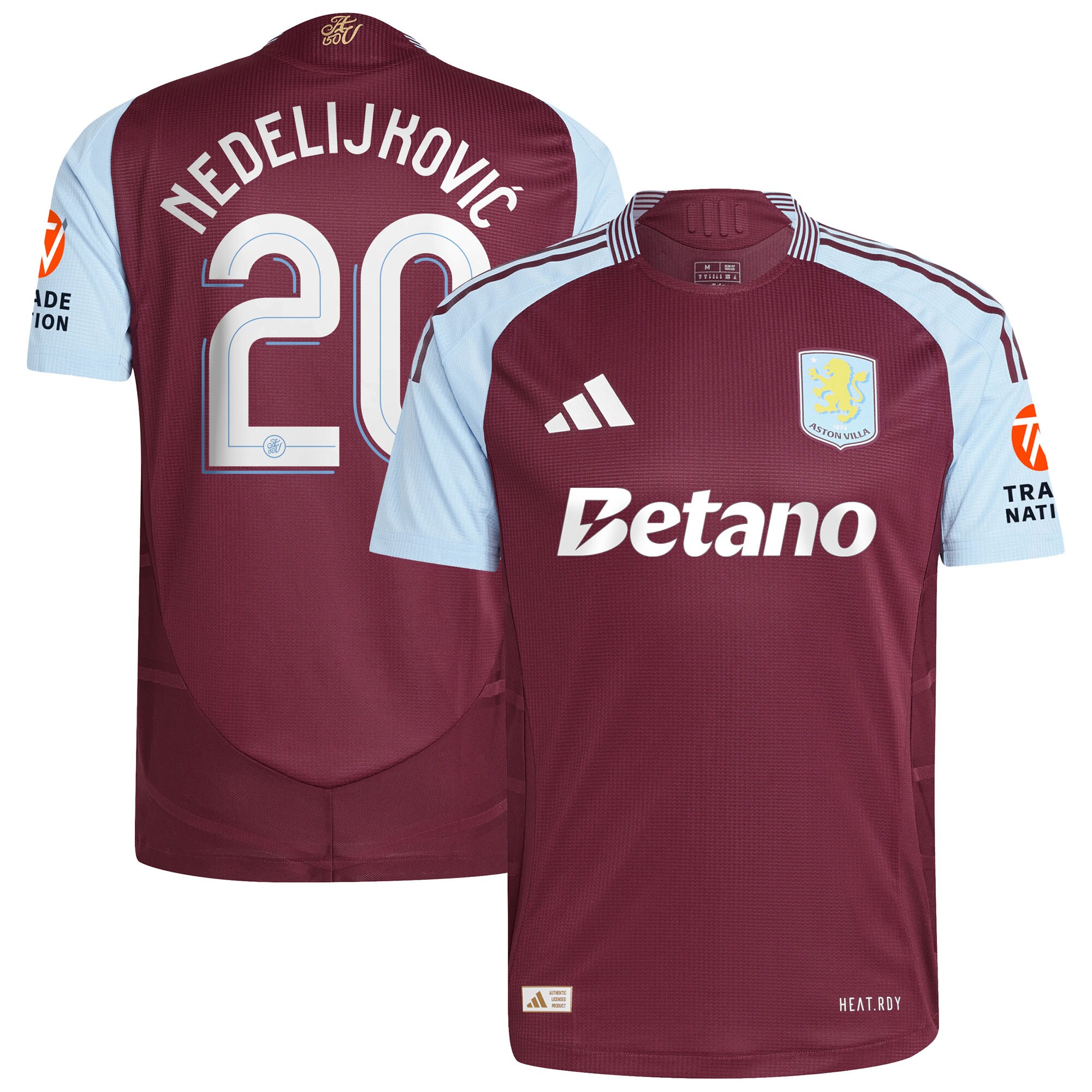 aston villa adidas home authentic shirt 2024-25 with nedeljković 20 cup printing Collection | Aston Villa Jerseys for True Fans