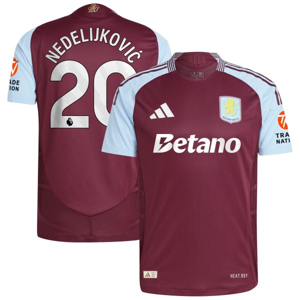 aston villa adidas home authentic shirt 2024-25 with nedeljković 20 printing Collection | Aston Villa Jerseys for True Fans