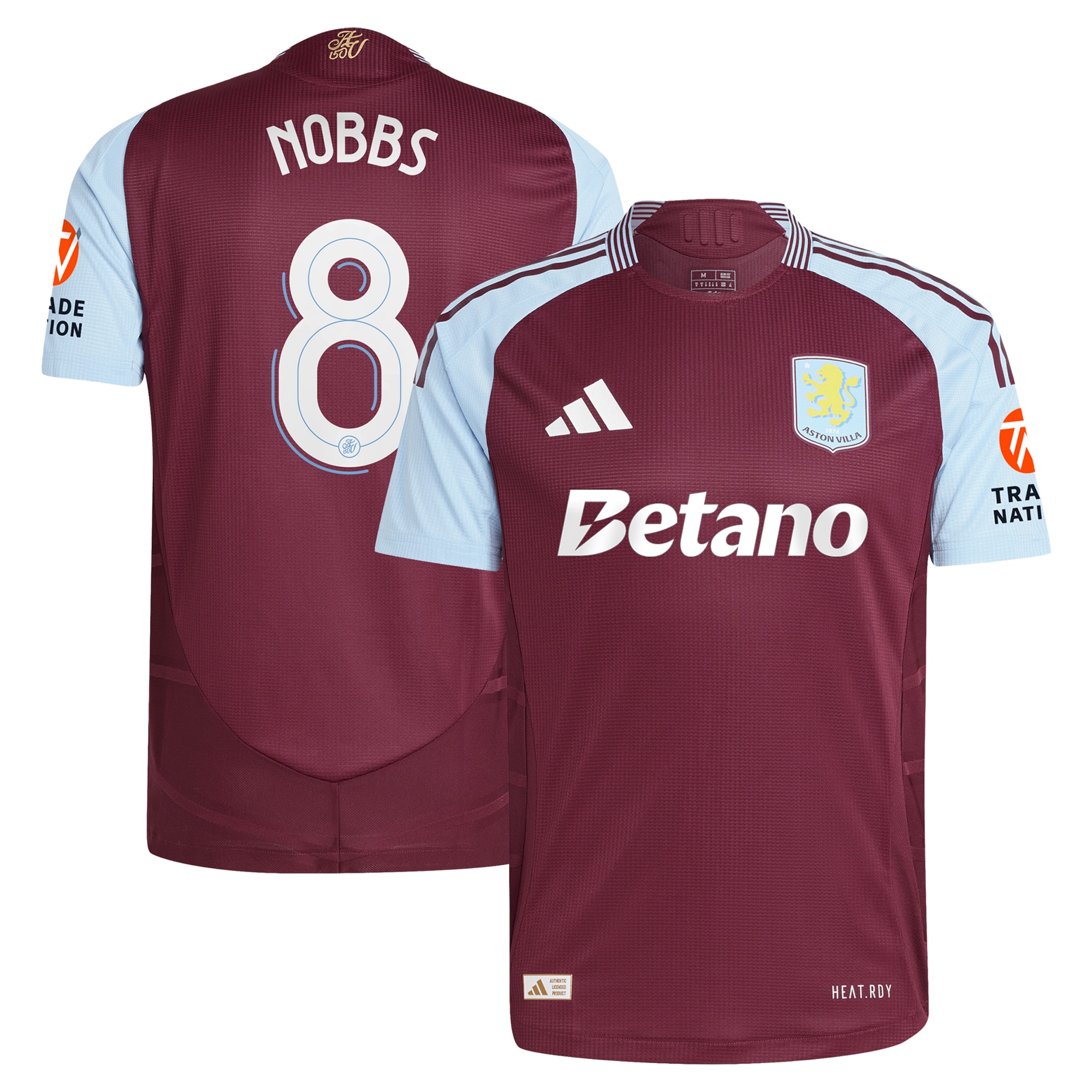 aston villa adidas home authentic shirt 2024-25 with nobbs 8 cup printing Collection | Aston Villa Jerseys for True Fans