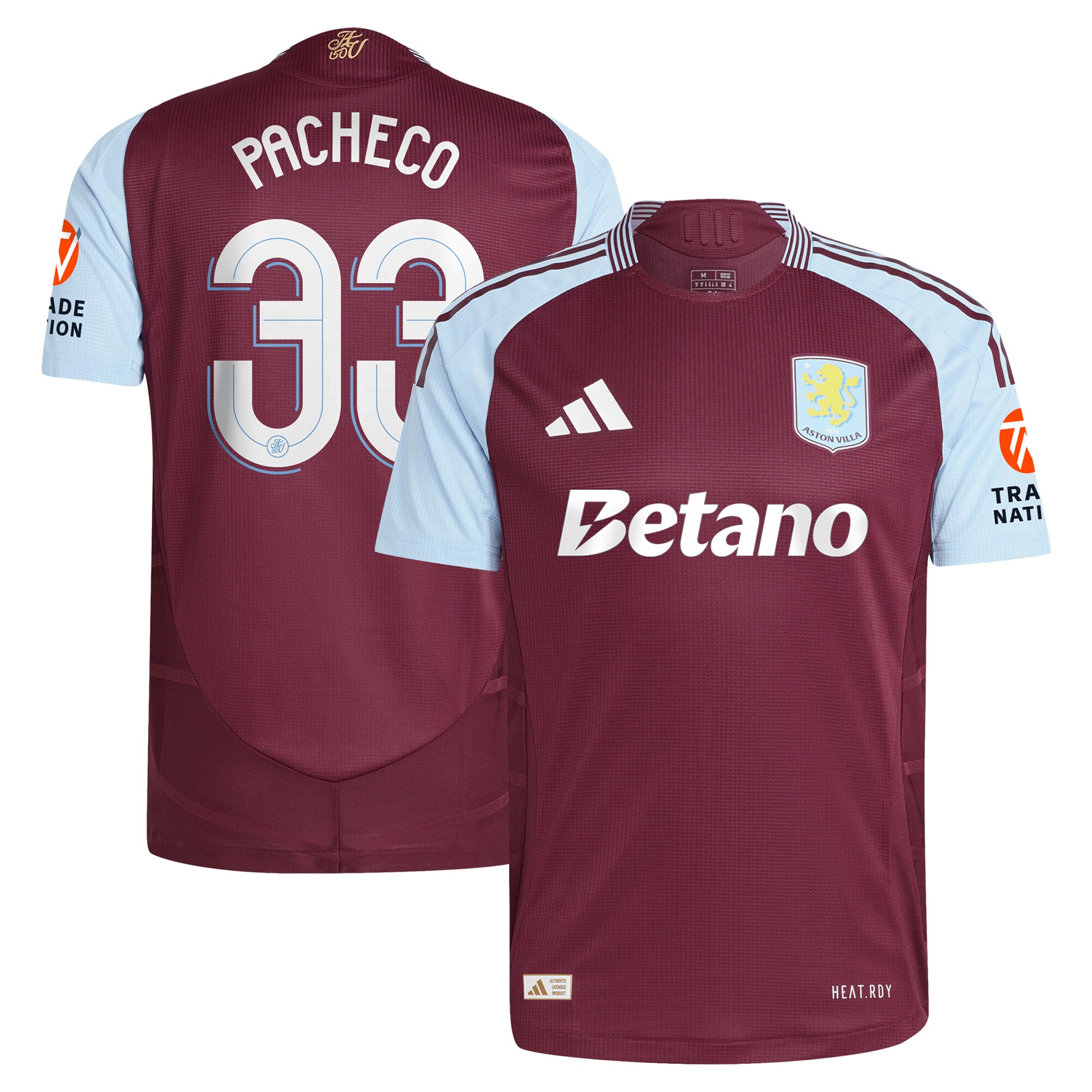 aston villa adidas home authentic shirt 2024-25 with pacheco 33 cup printing Collection | Aston Villa Jerseys for True Fans