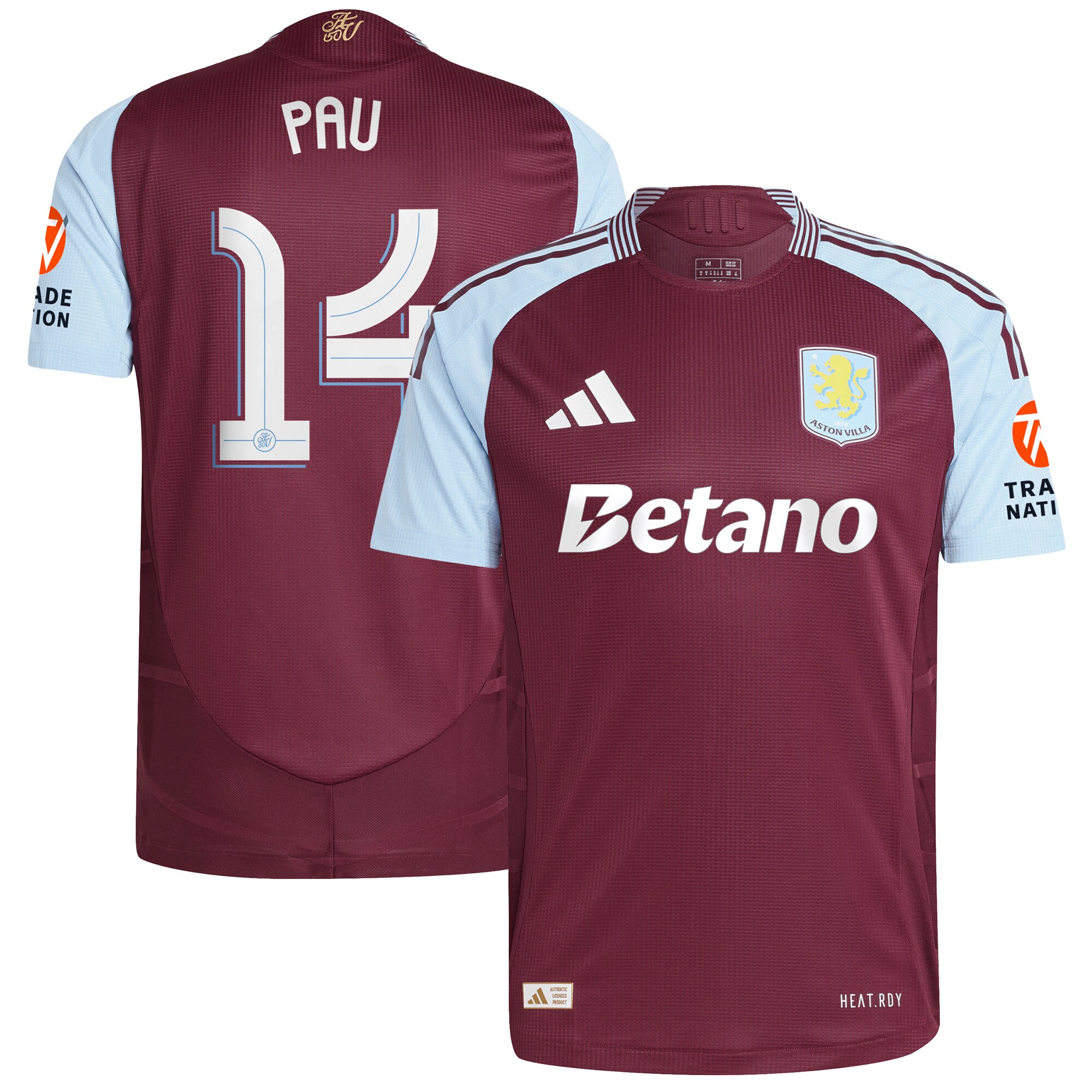 aston villa adidas home authentic shirt 2024-25 with pau 14 cup printing Collection | Aston Villa Jerseys for True Fans
