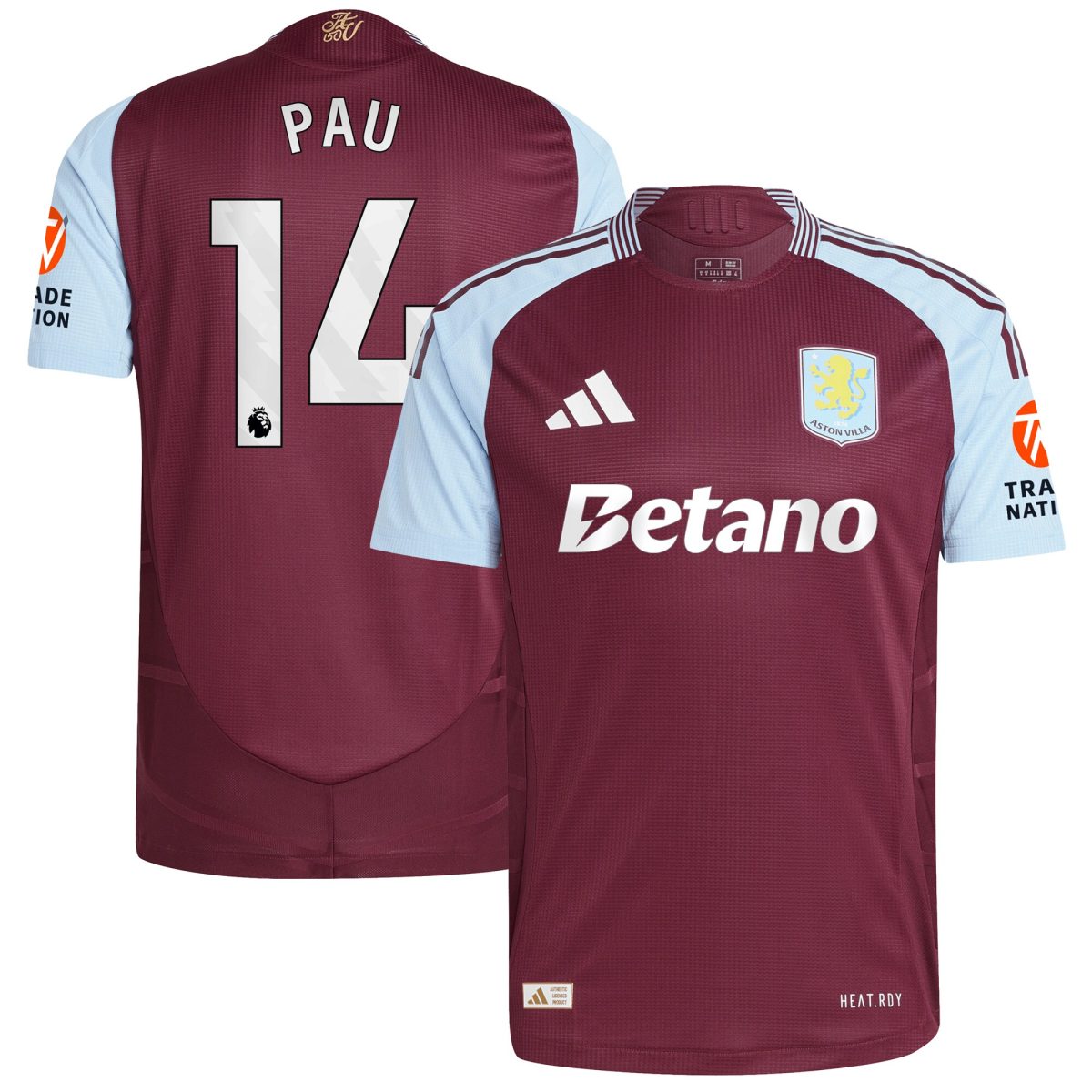 aston villa adidas home authentic shirt 2024-25 with pau 14 printing Collection | Aston Villa Jerseys for True Fans