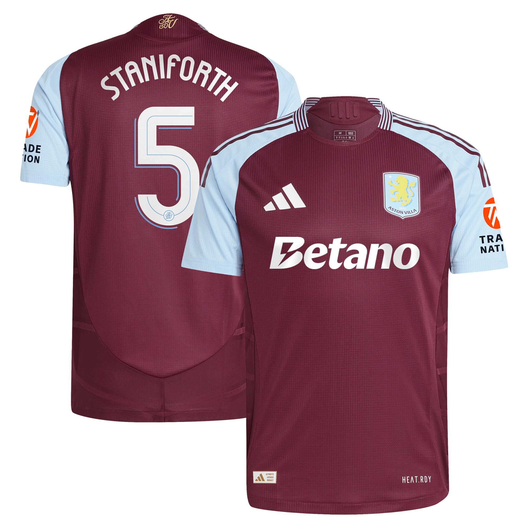 aston villa adidas home authentic shirt 2024-25 with staniforth 5 cup printing Collection | Aston Villa Jerseys for True Fans
