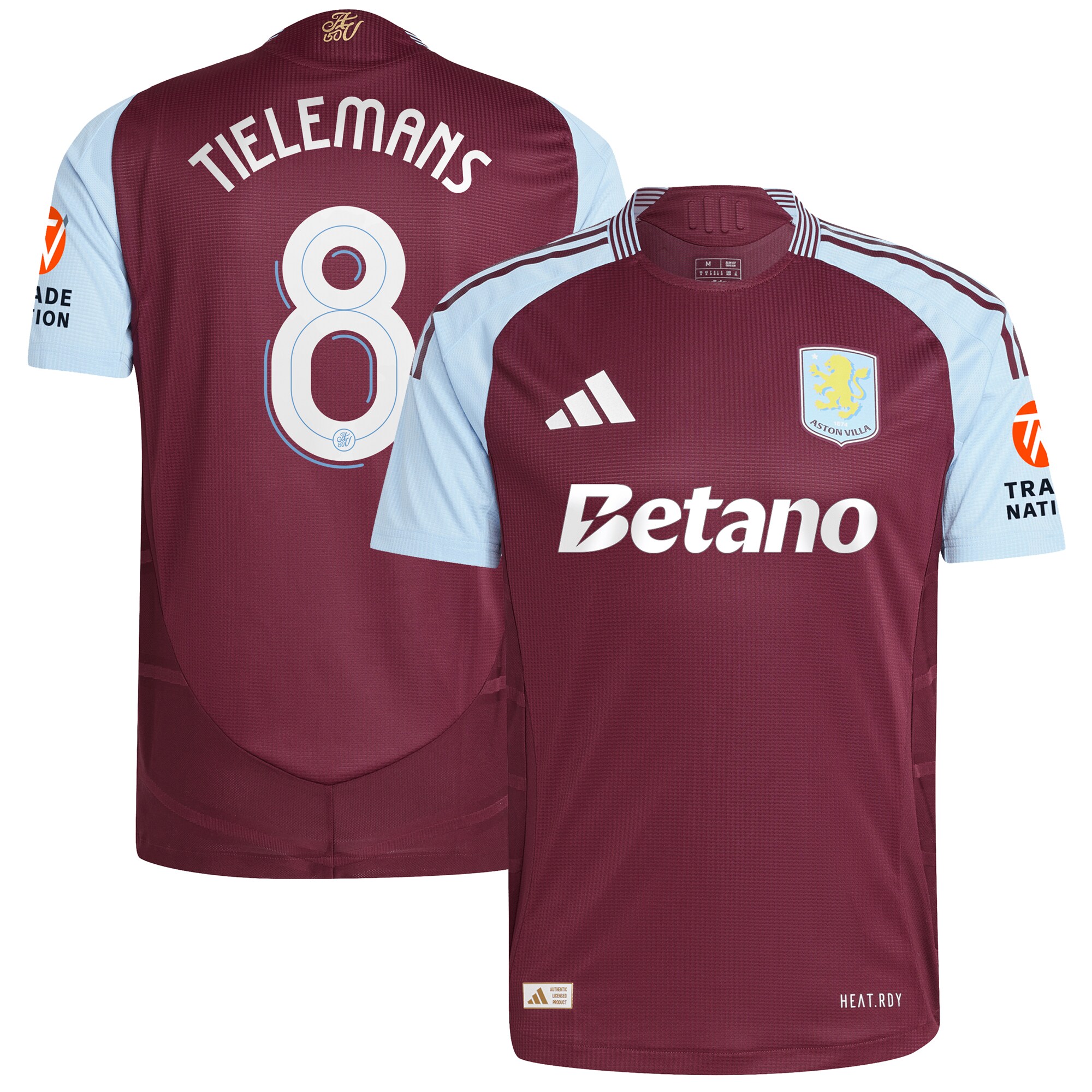 aston villa adidas home authentic shirt 2024-25 with tielemans 8 cup printing Collection | Aston Villa Jerseys for True Fans