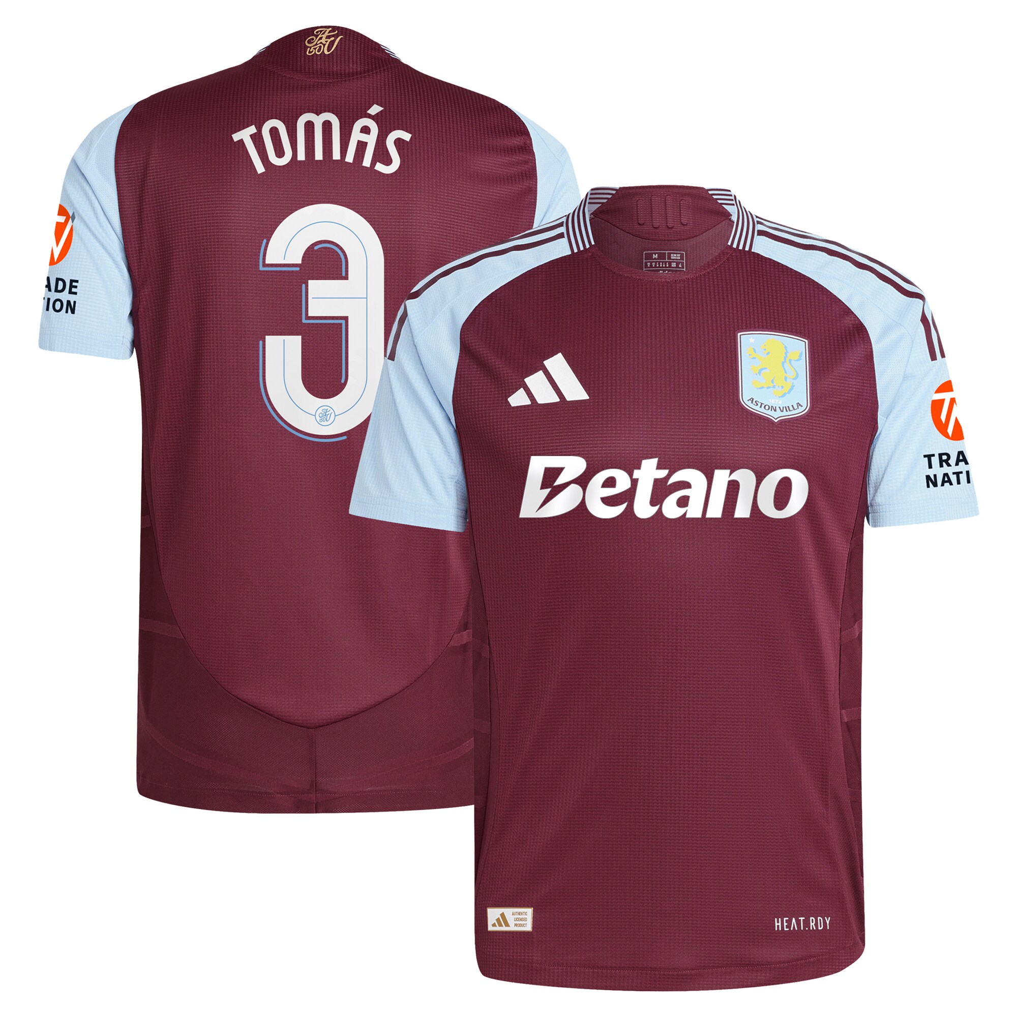 aston villa adidas home authentic shirt 2024-25 with tomás 3 cup printing Collection | Aston Villa Jerseys for True Fans