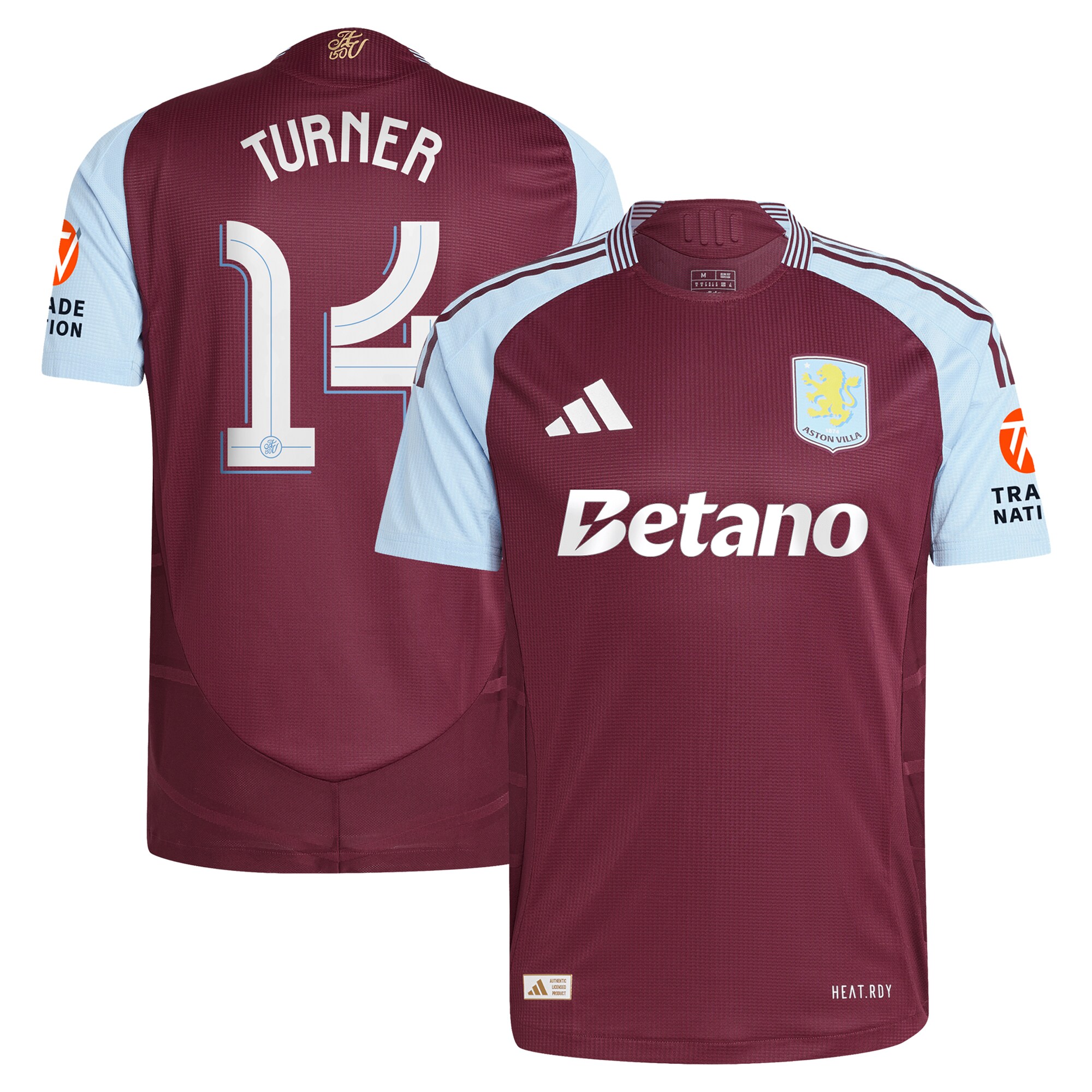 aston villa adidas home authentic shirt 2024-25 with turner 14 cup printing Collection | Aston Villa Jerseys for True Fans