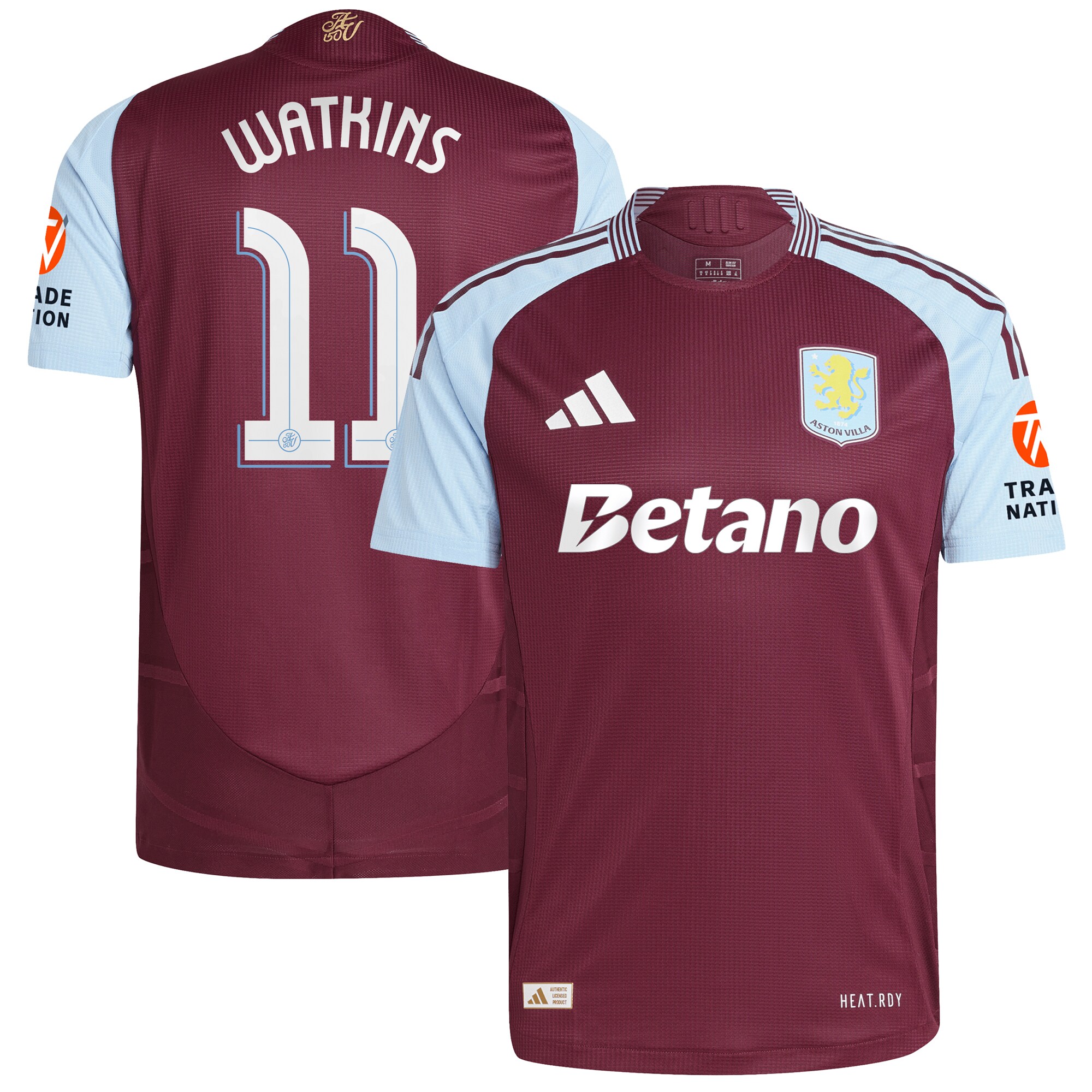 aston villa adidas home authentic shirt 2024-25 with watkins 11 cup printing Collection | Aston Villa Jerseys for True Fans