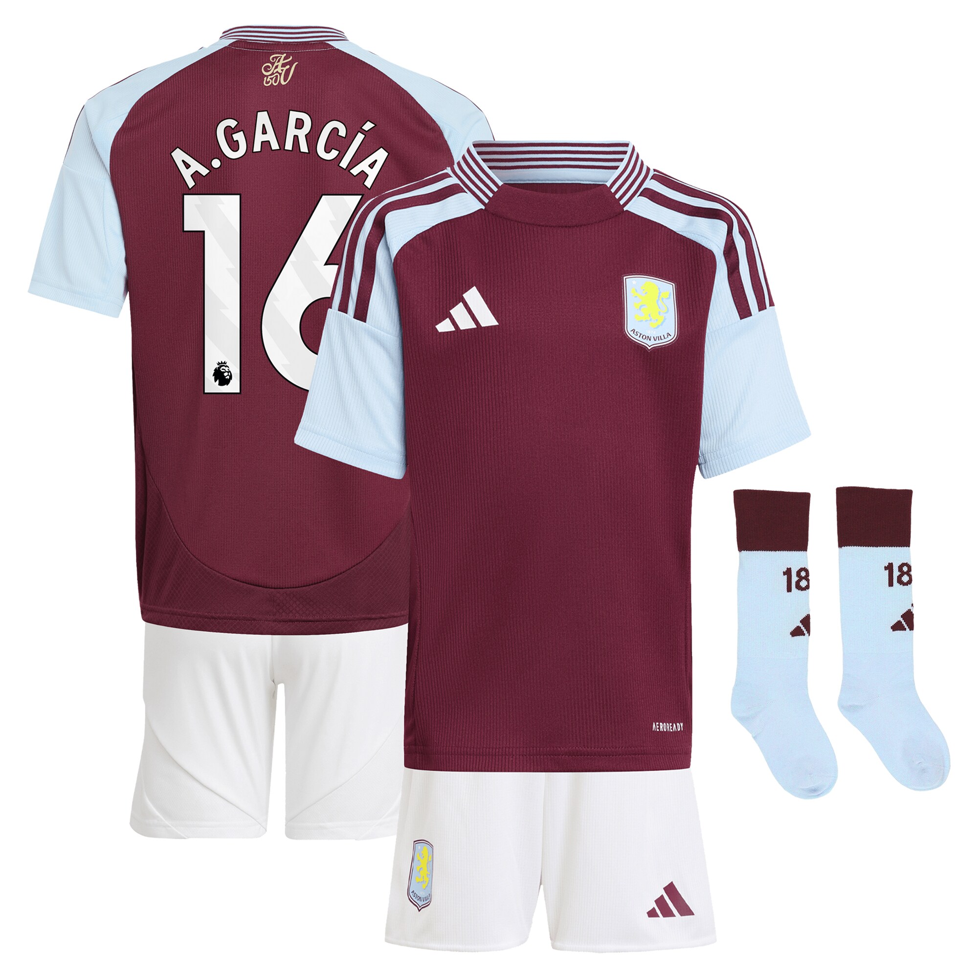 aston villa adidas home mini kit 2024-25 with a.garcía 16 printing Collection | Aston Villa Jerseys for True Fans