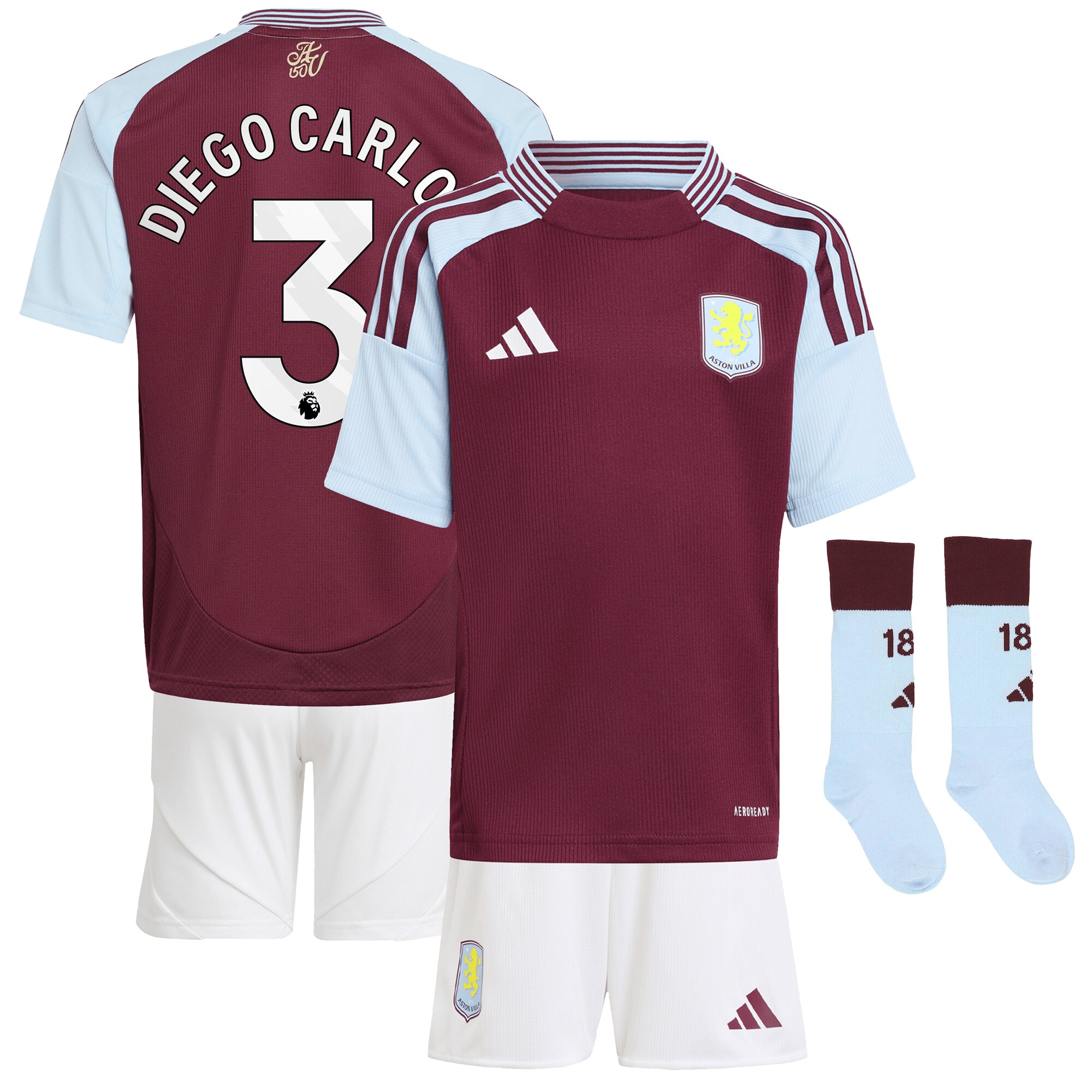 aston villa adidas home mini kit 2024-25 with diego carlos 3 printing Collection | Aston Villa Jerseys for True Fans