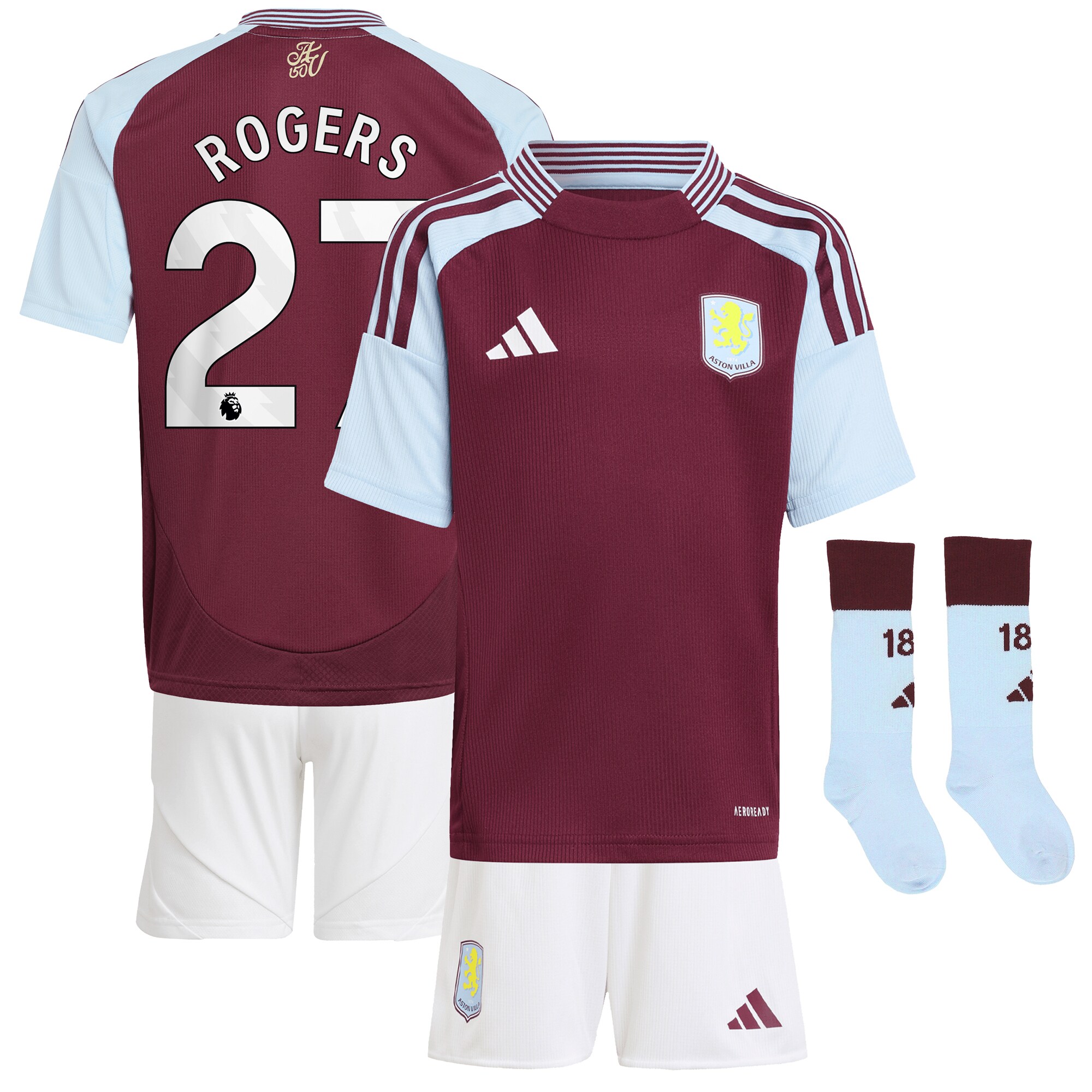 aston villa adidas home mini kit 2024-25 with rogers 27 printing Collection | Aston Villa Jerseys for True Fans