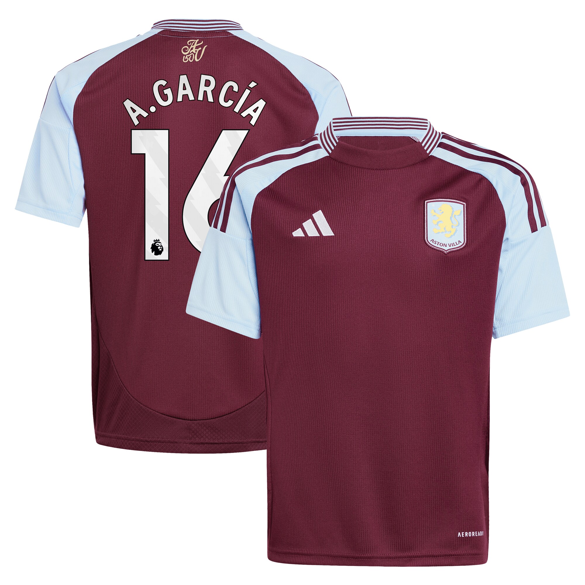 aston villa adidas home shirt 2024-25 – kids with a.garcía 16 printing Collection | Aston Villa Jerseys for True Fans